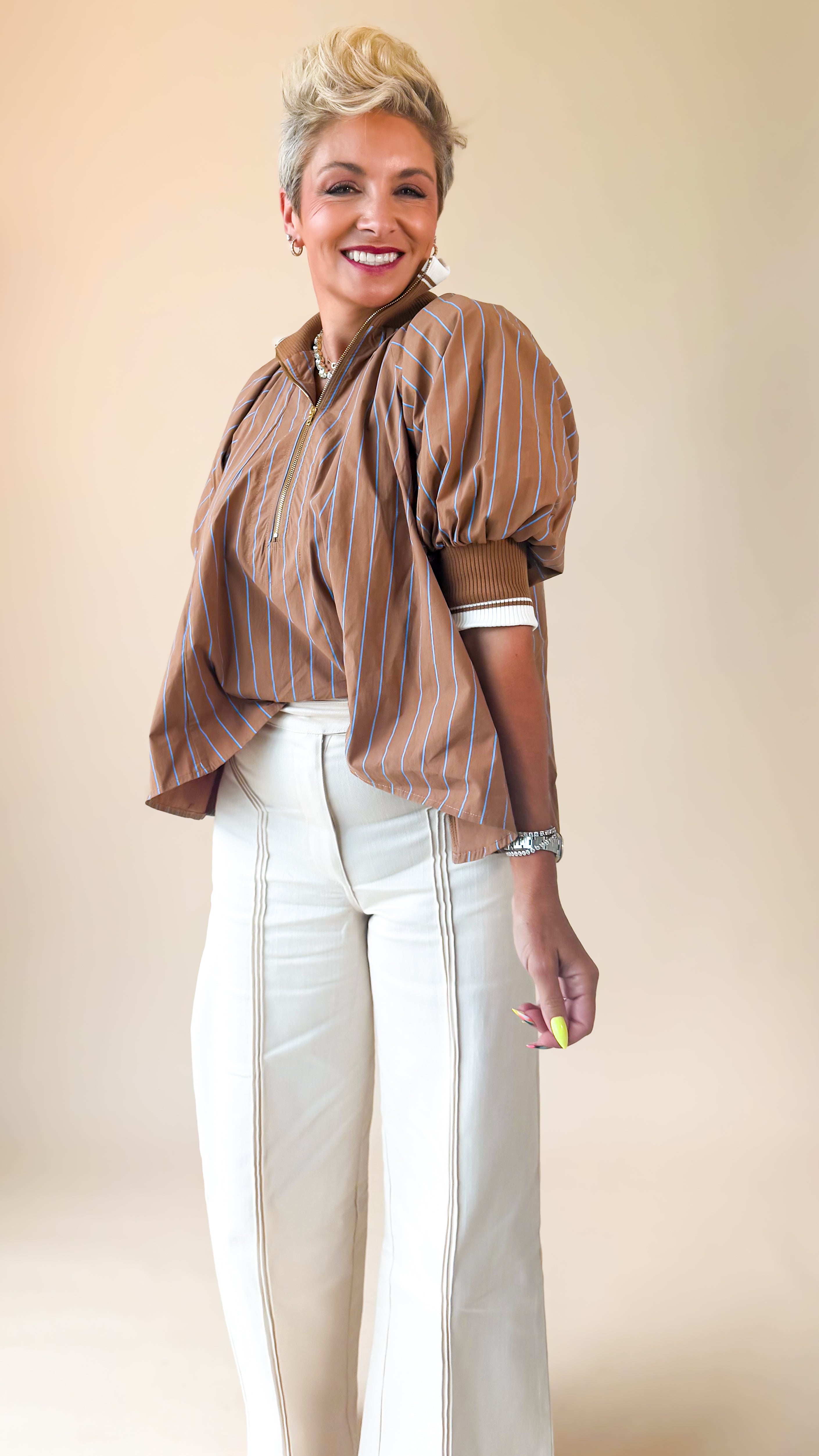 Monaco Zip Blouse/Camel
