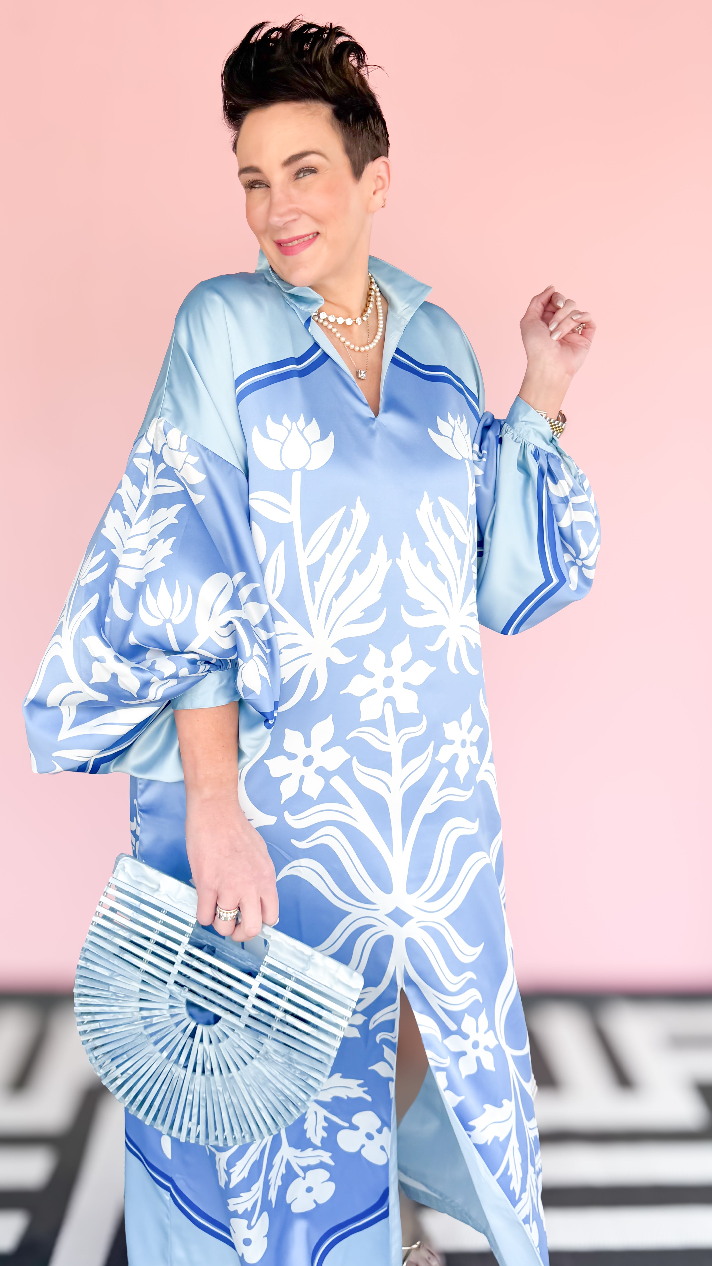 Fiona Maxi Dress/Dutch Tile - The BLVD