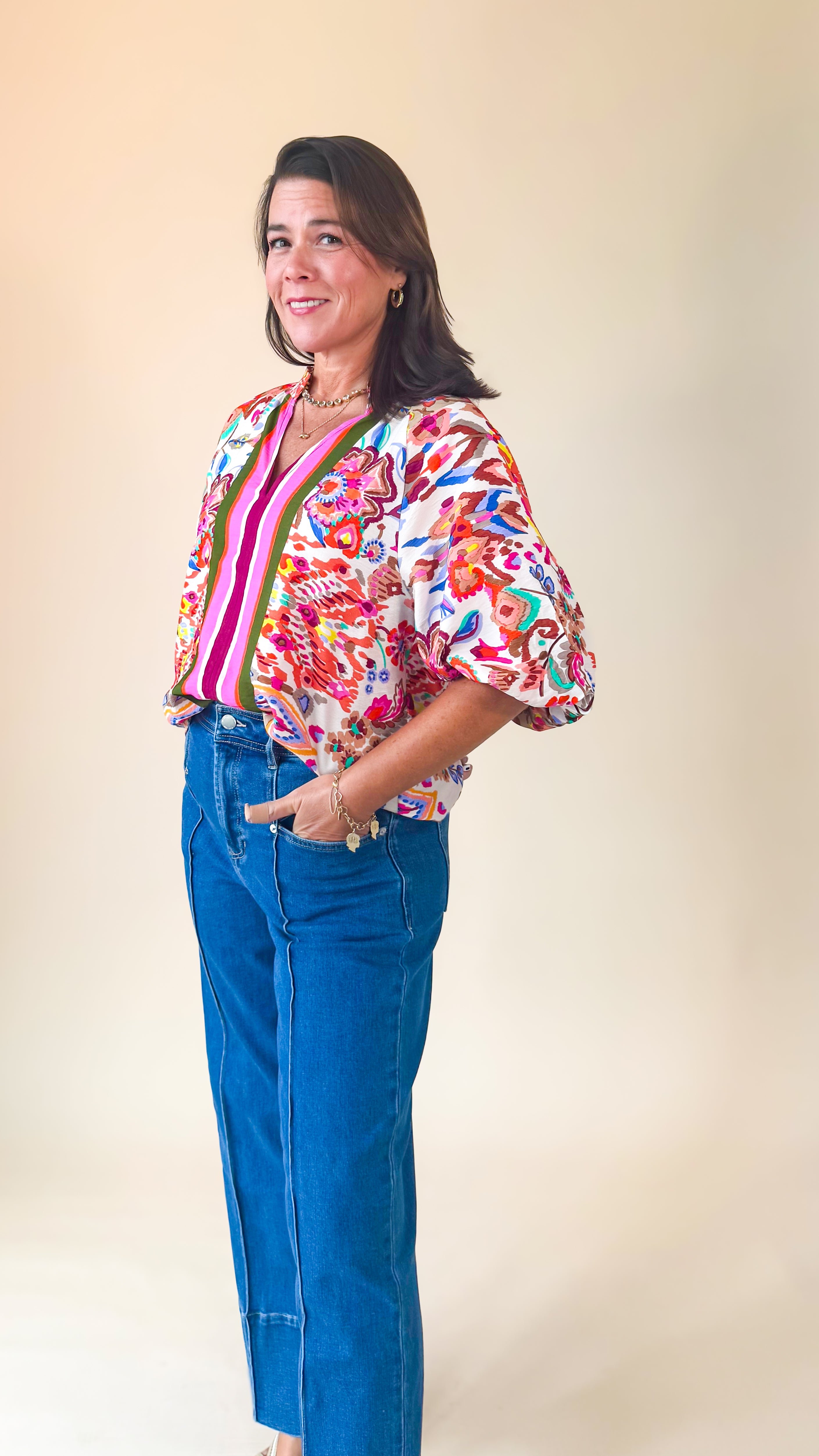 Bonita Blouse Puff Sleeve/Multi