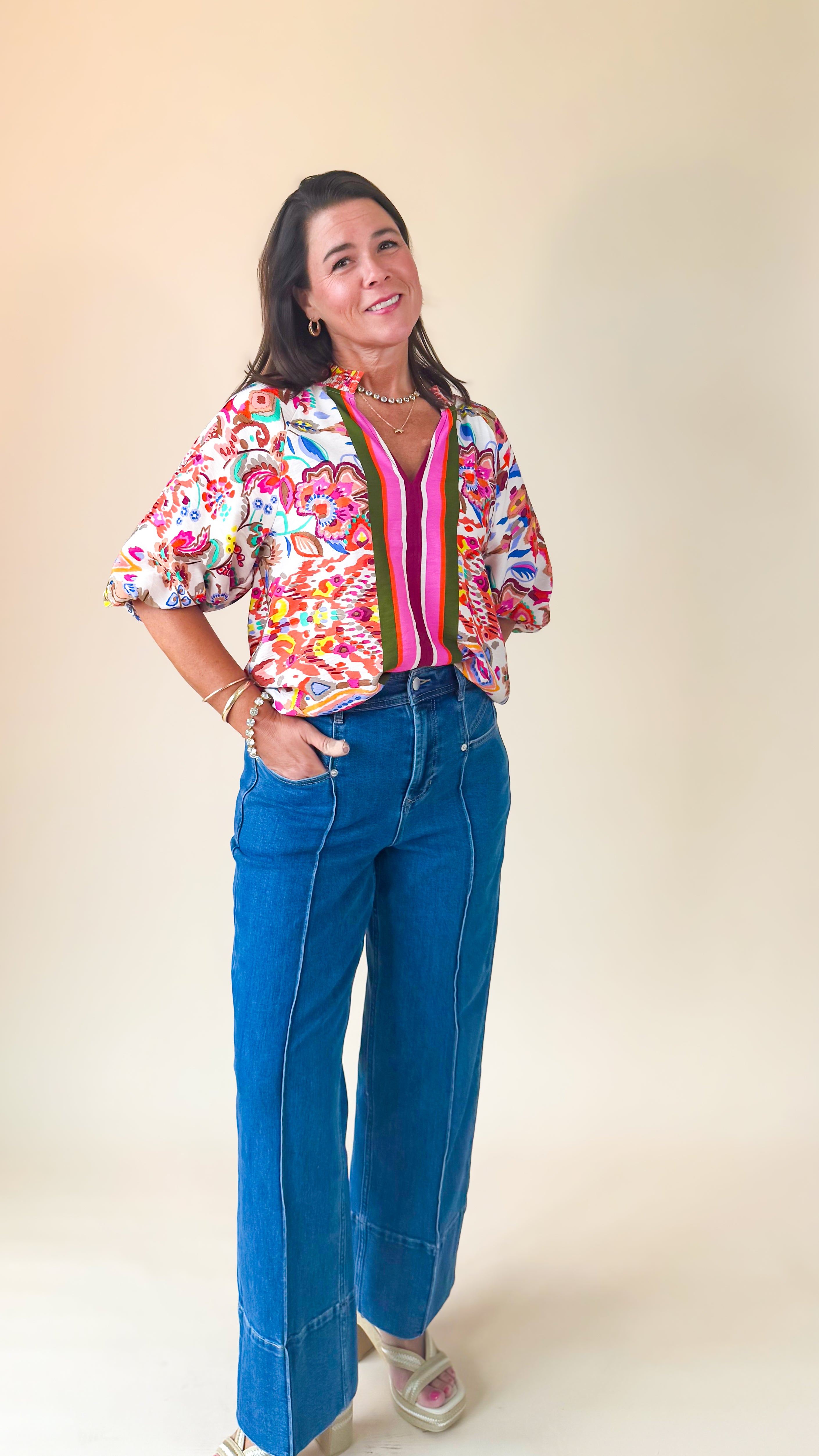 Bonita Blouse Puff Sleeve/Multi
