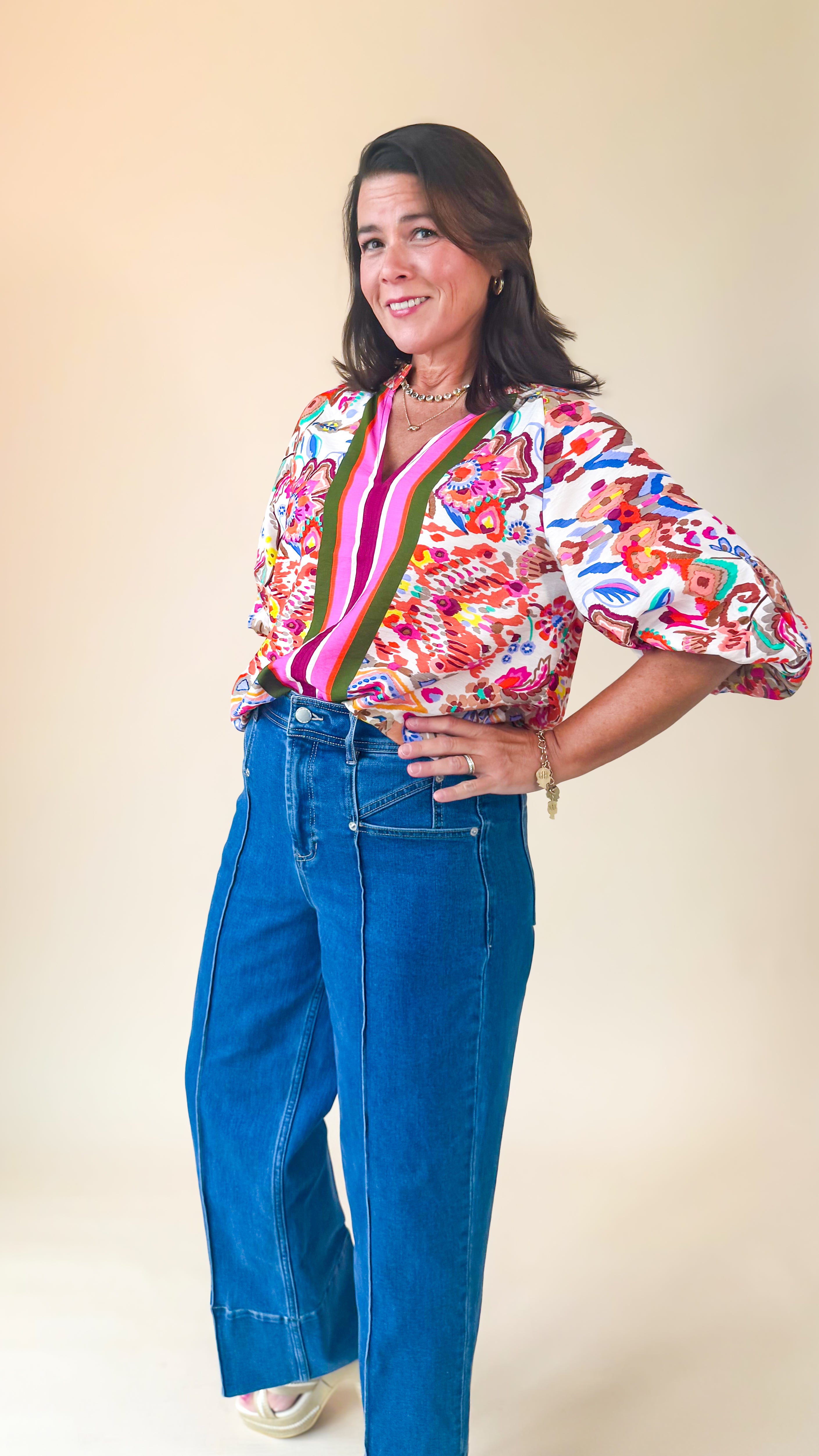 Bonita Blouse Puff Sleeve/Multi