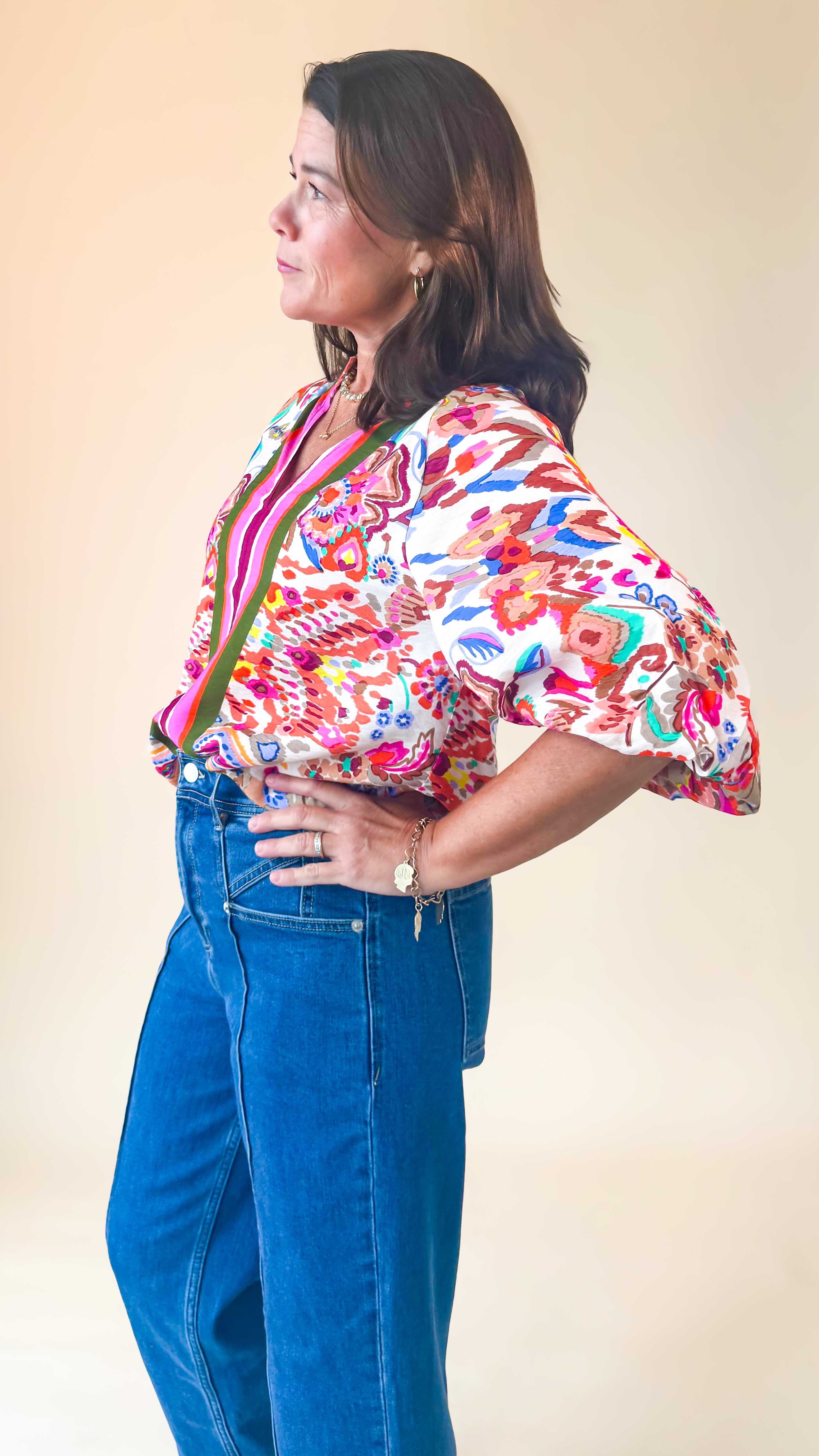 Bonita Blouse Puff Sleeve/Multi