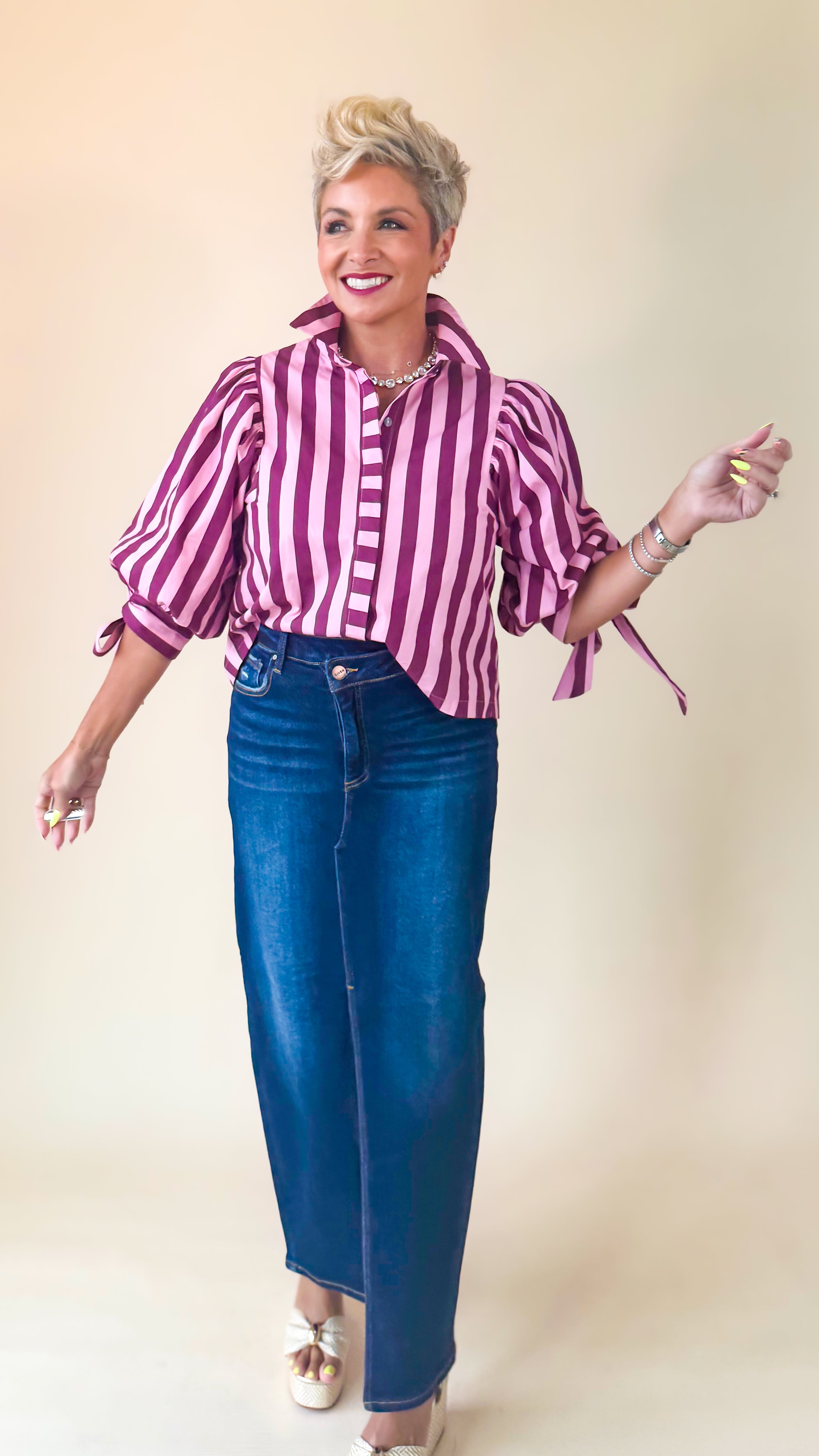 Winnie Striped Top/Wine