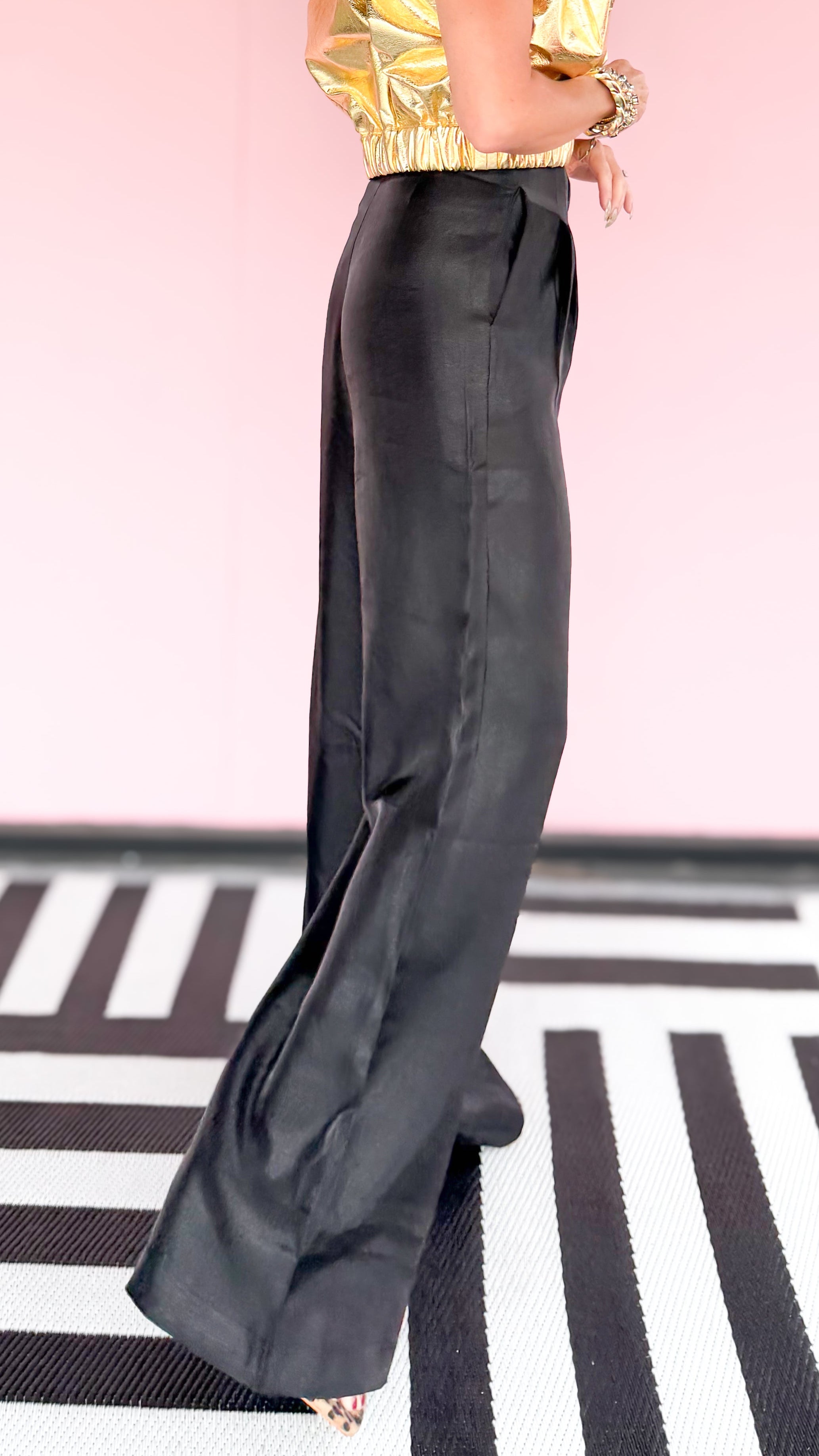 High Waist Wide Pants/Black