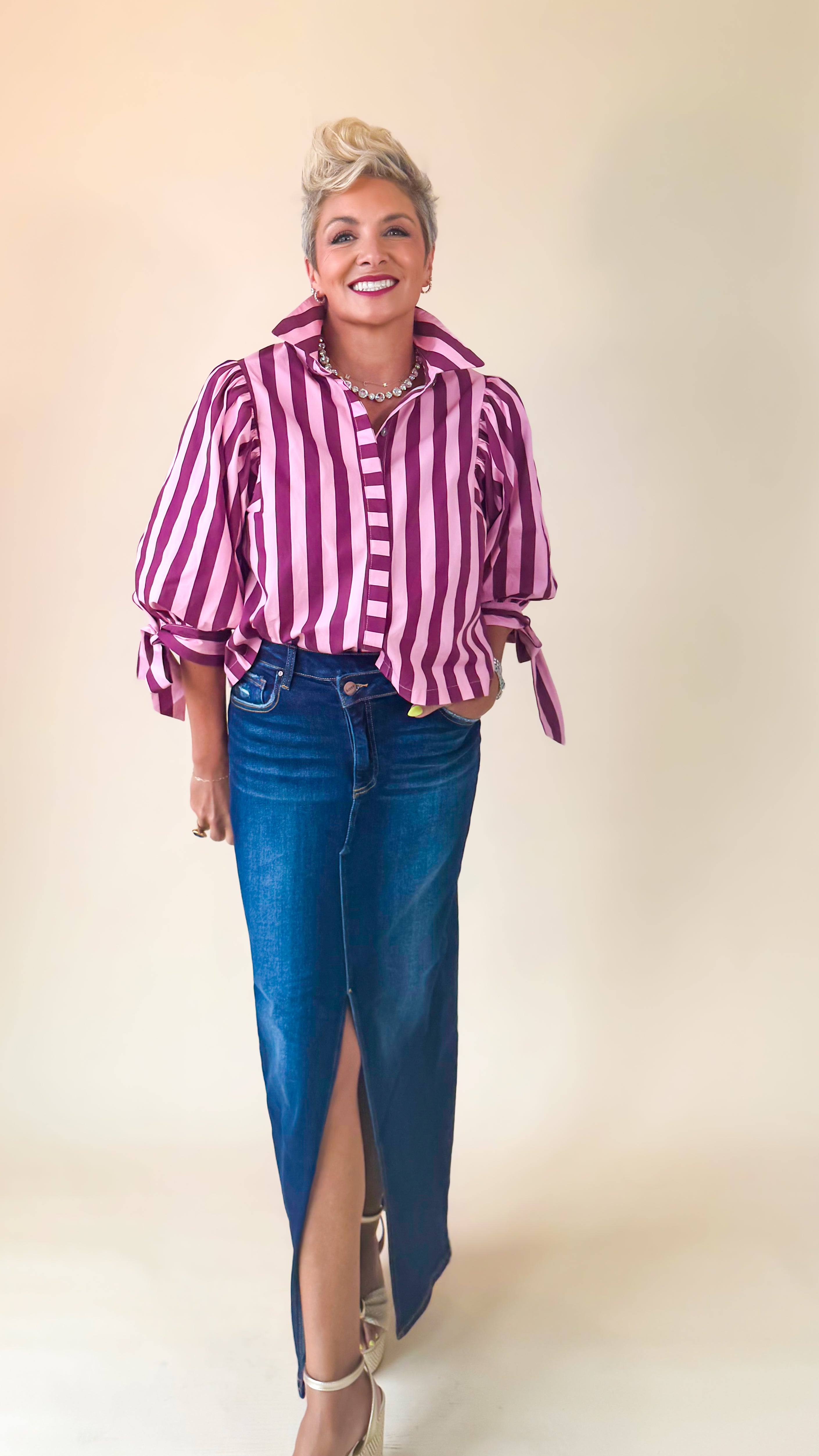 Winnie Striped Top/Wine