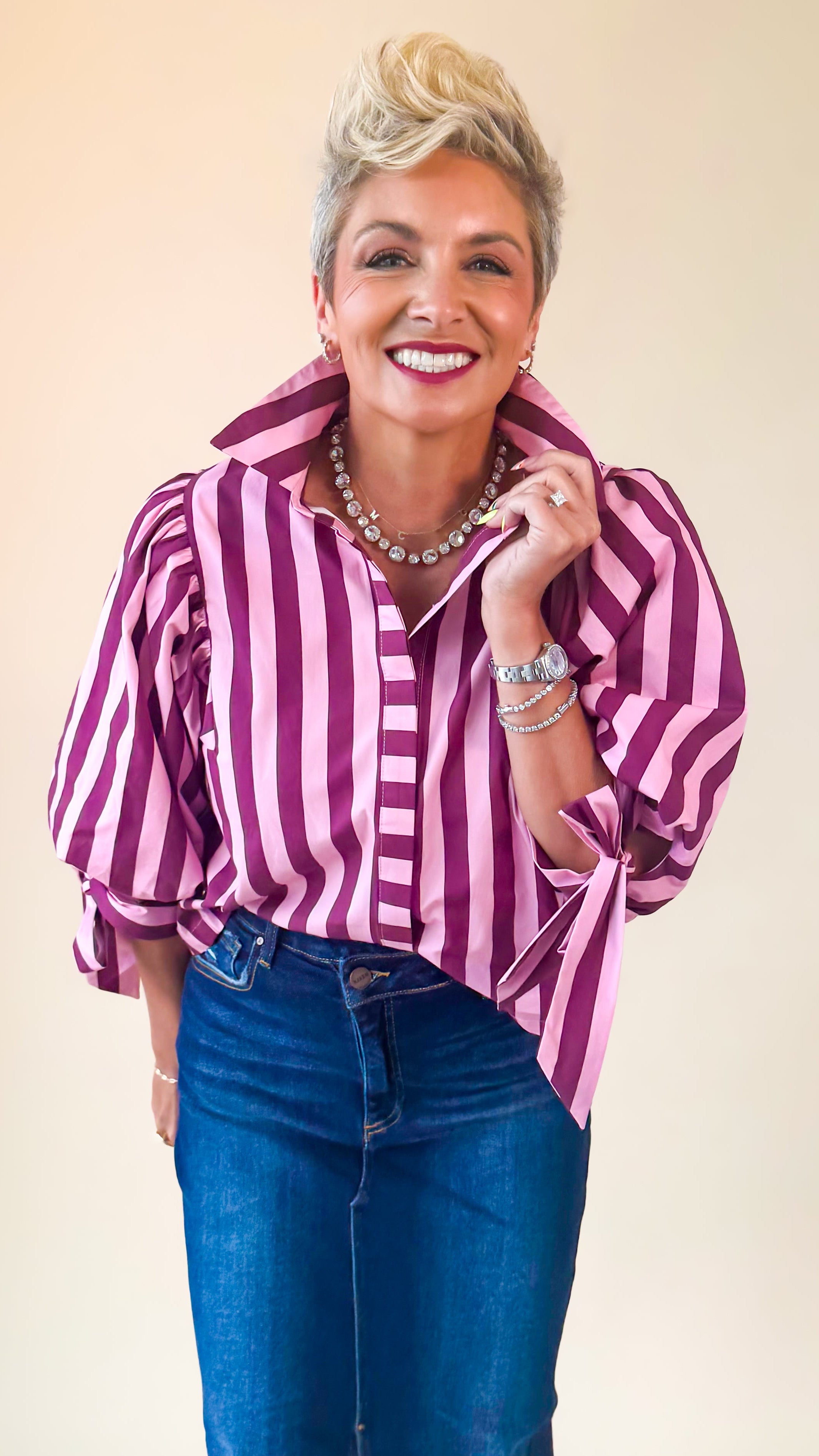 Winnie Striped Top/Wine