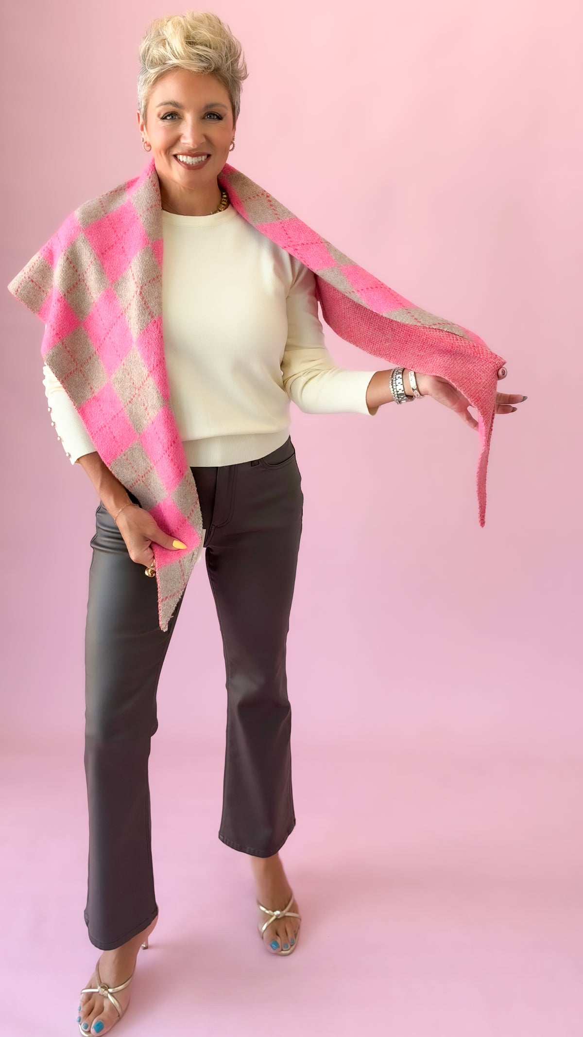Pink Argyle Triangle Scarf