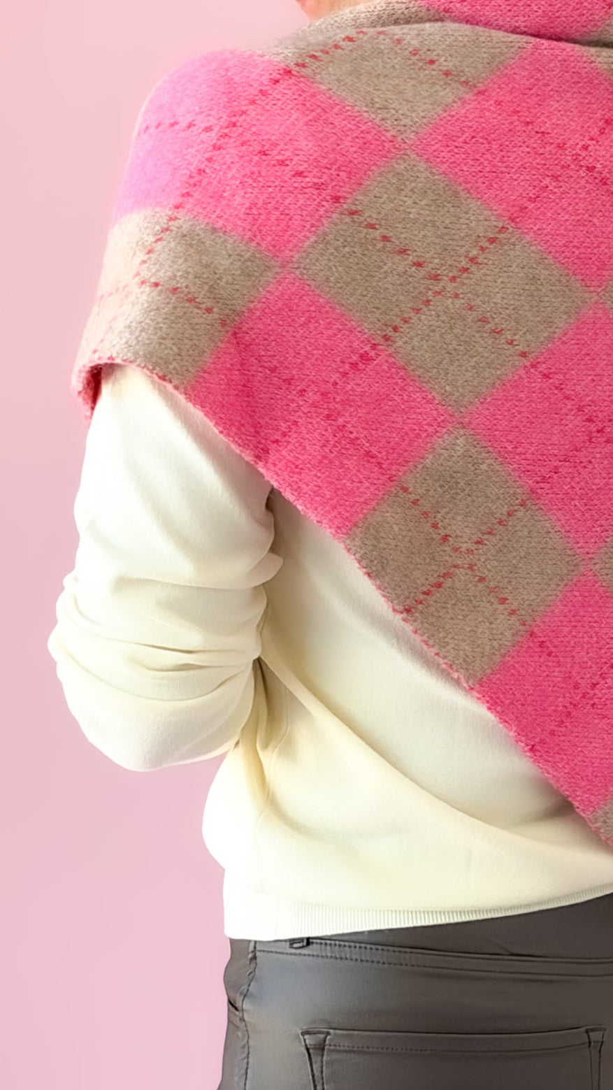 Pink Argyle Triangle Scarf