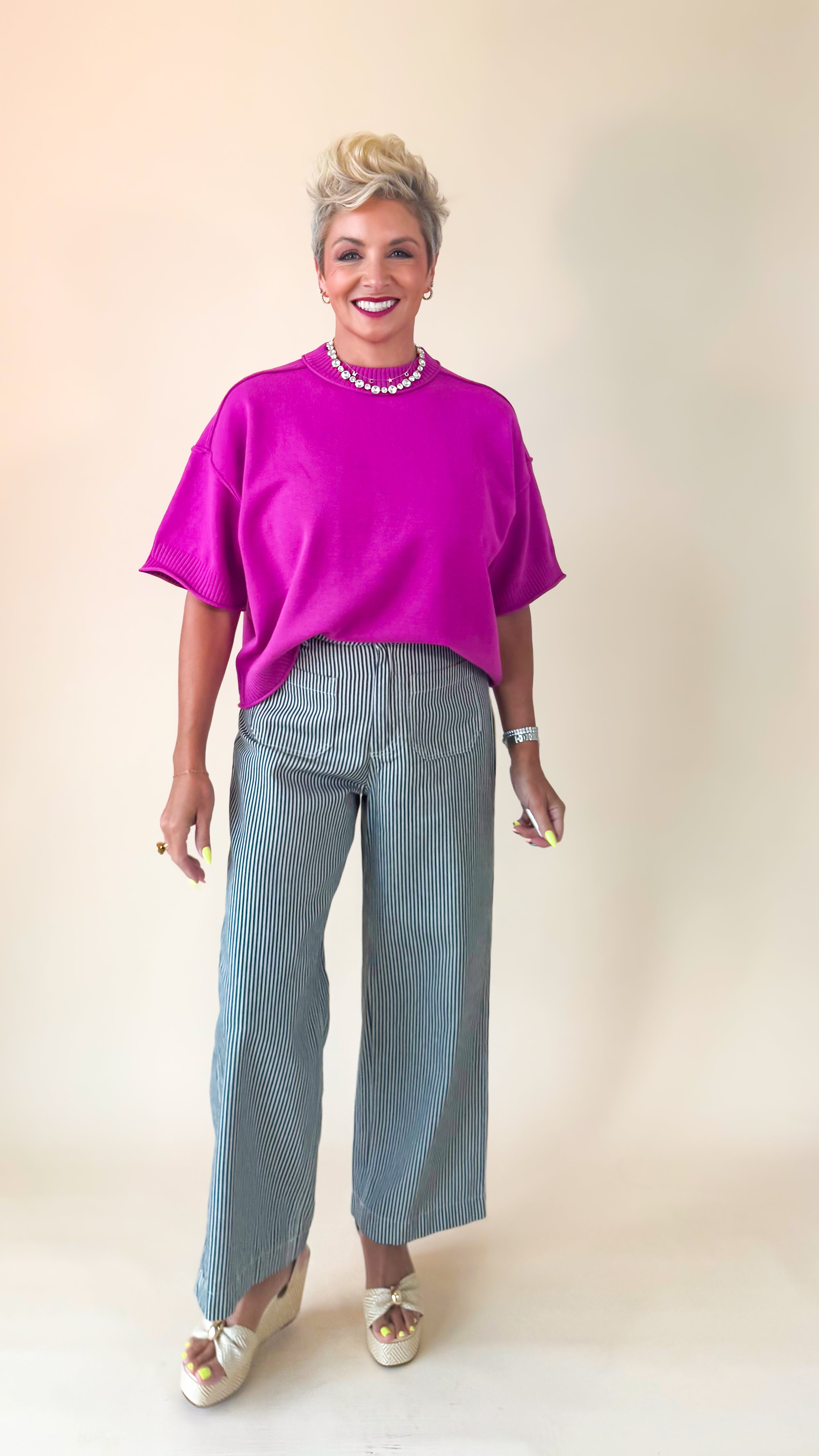 Regina Short Sleeve Sweater/Pink
