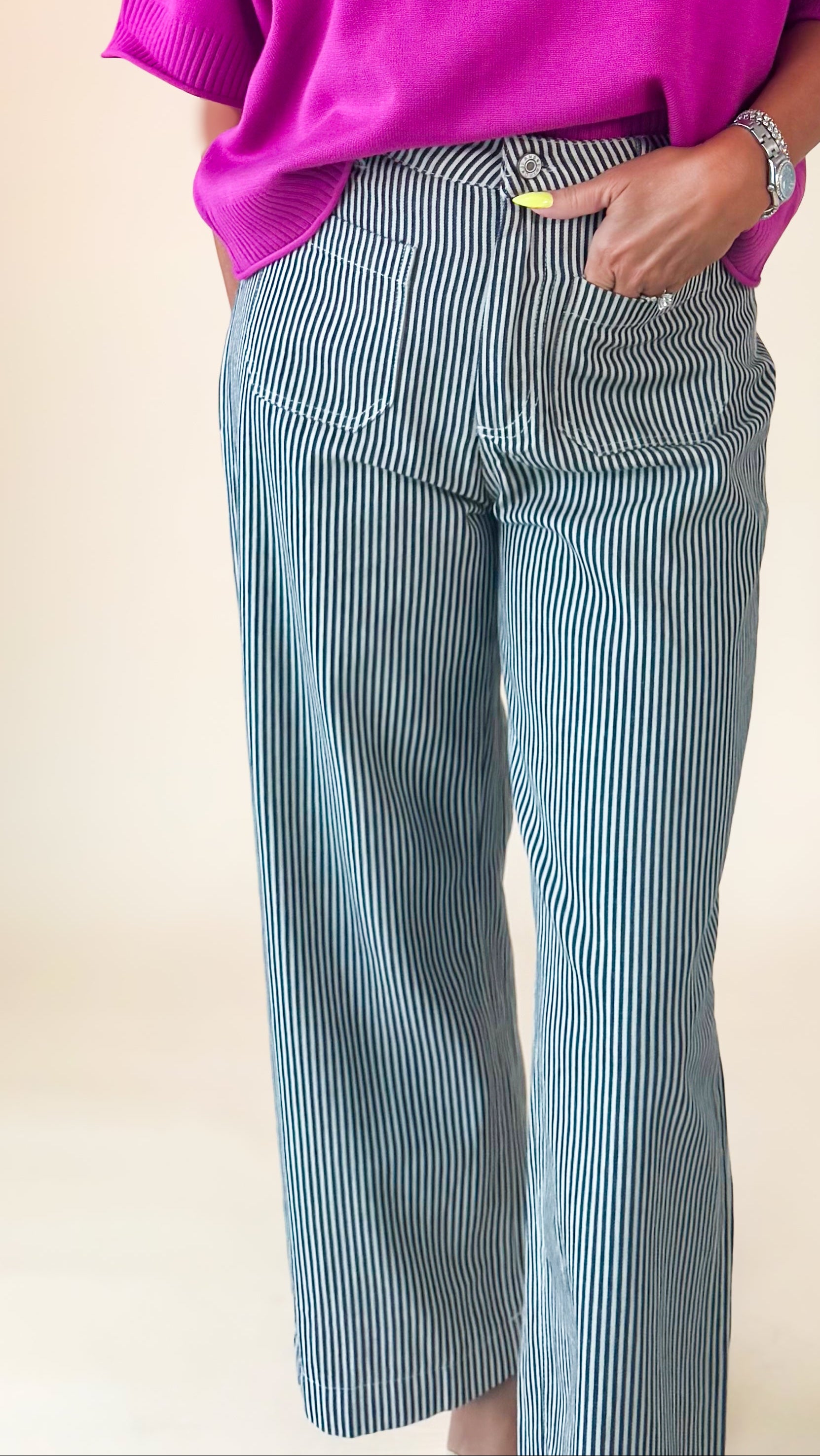 Jane Striped Jeans/Black