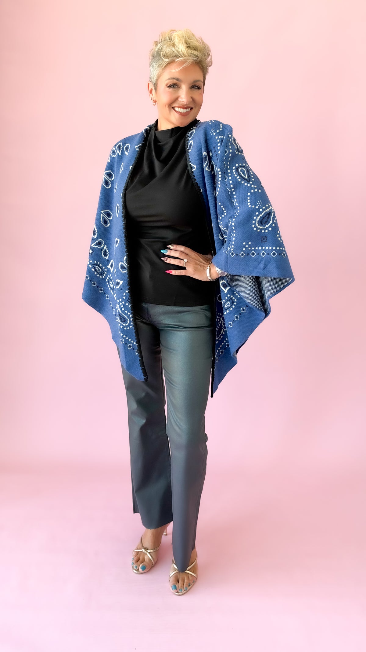 Paisley Kimono Cardigan/Blue