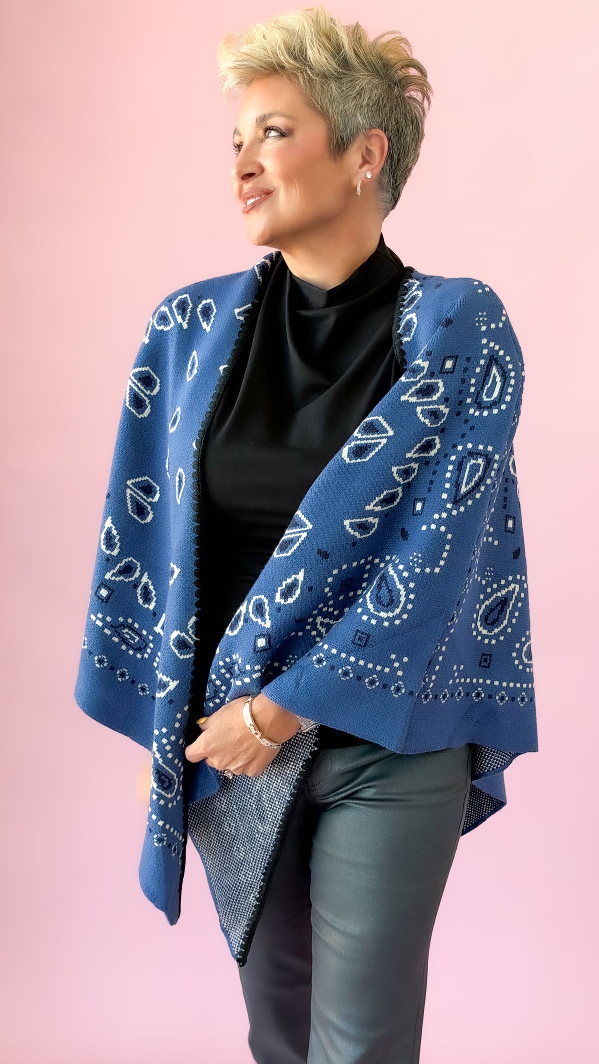 Paisley Kimono Cardigan/Blue