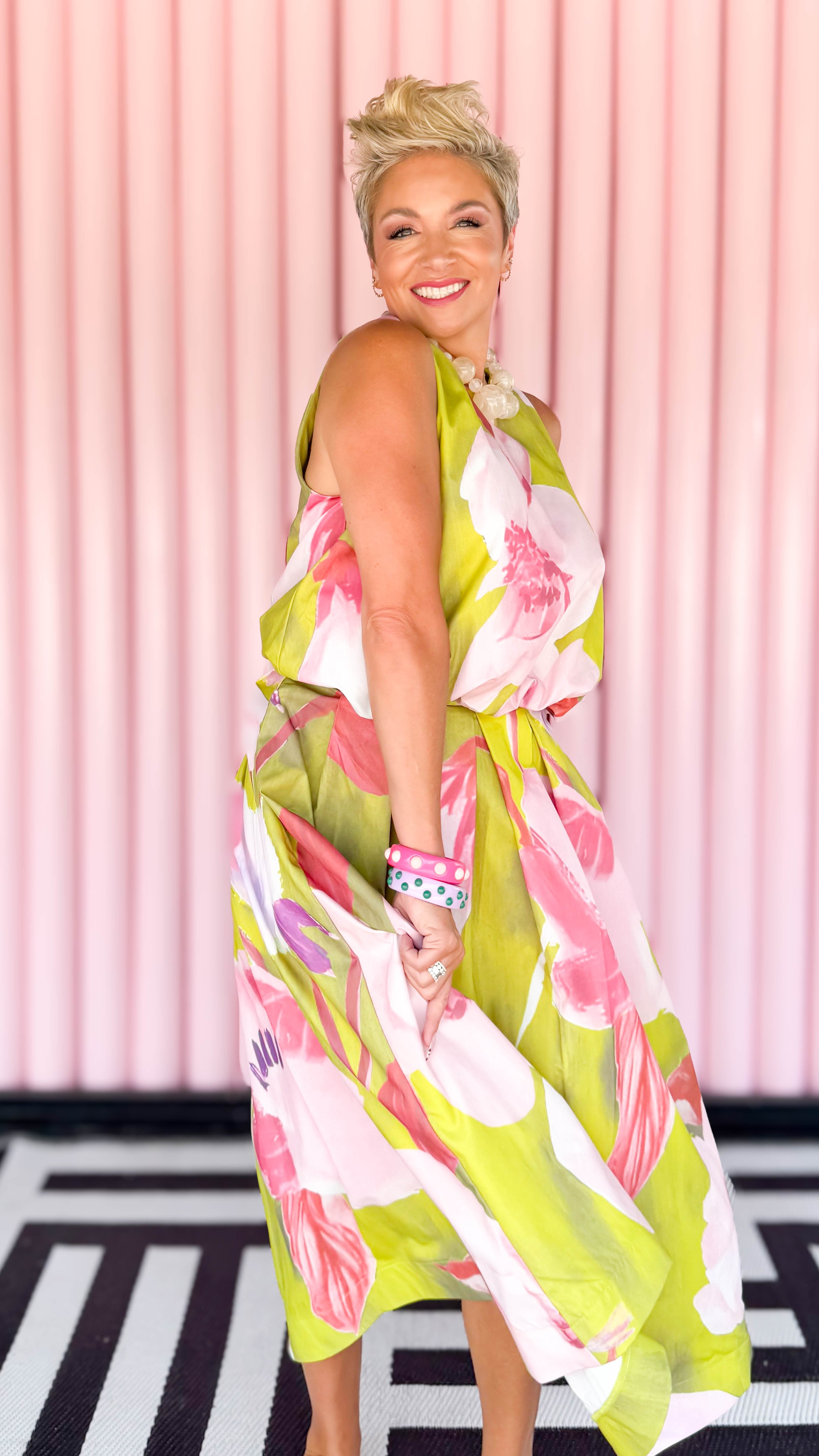 Floral Pleated Midi Skirt