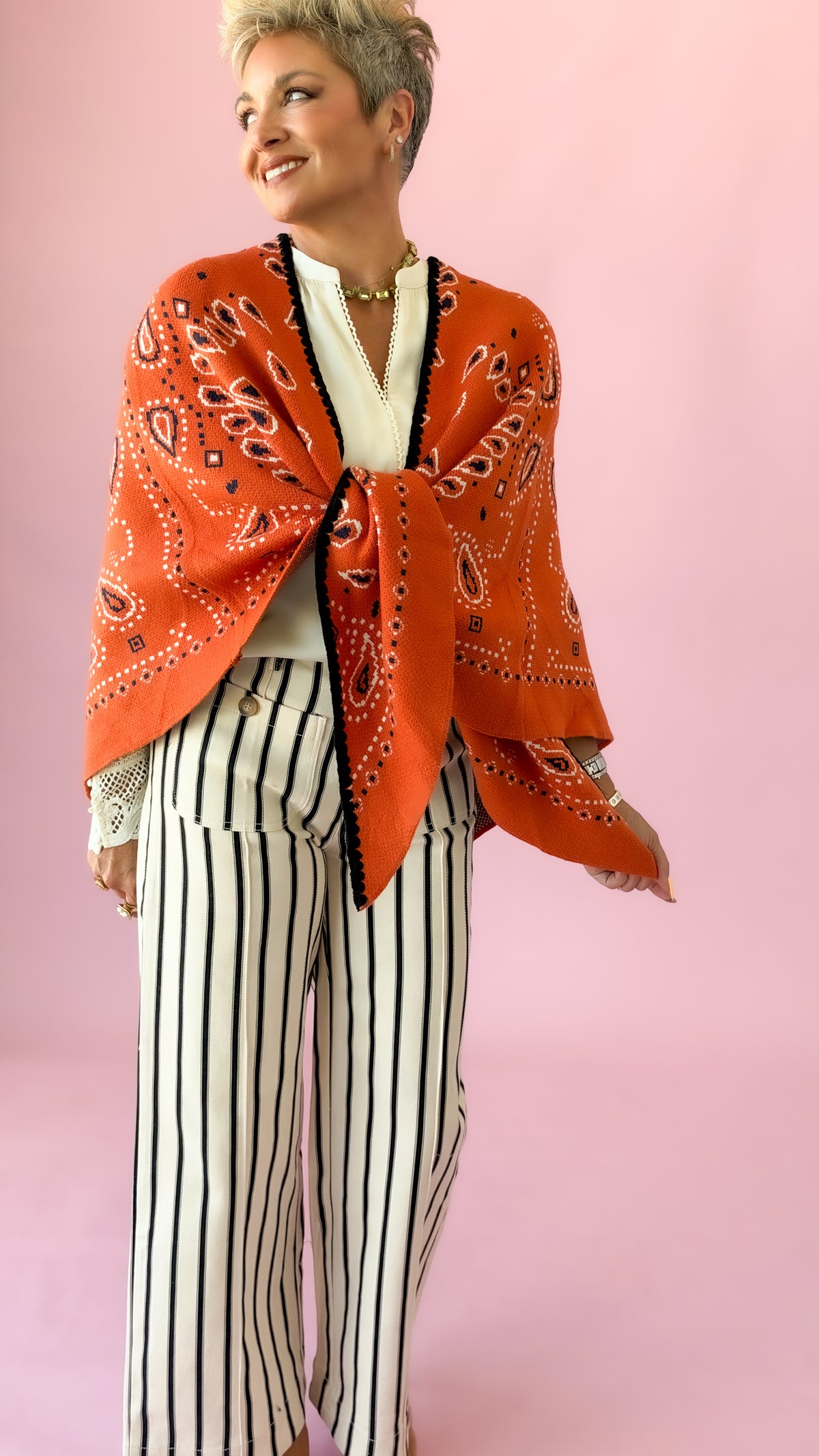 Paisley Kimono Cardigan/Pumpkin