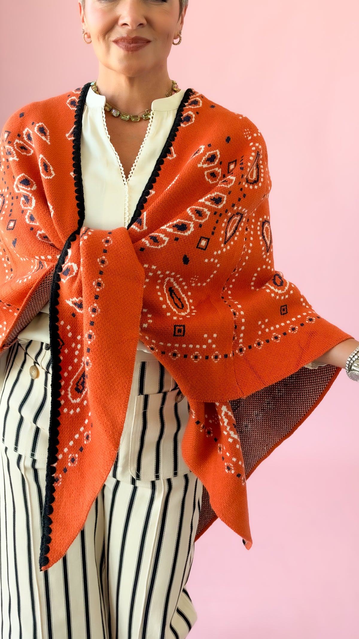 Paisley Kimono Cardigan/Pumpkin