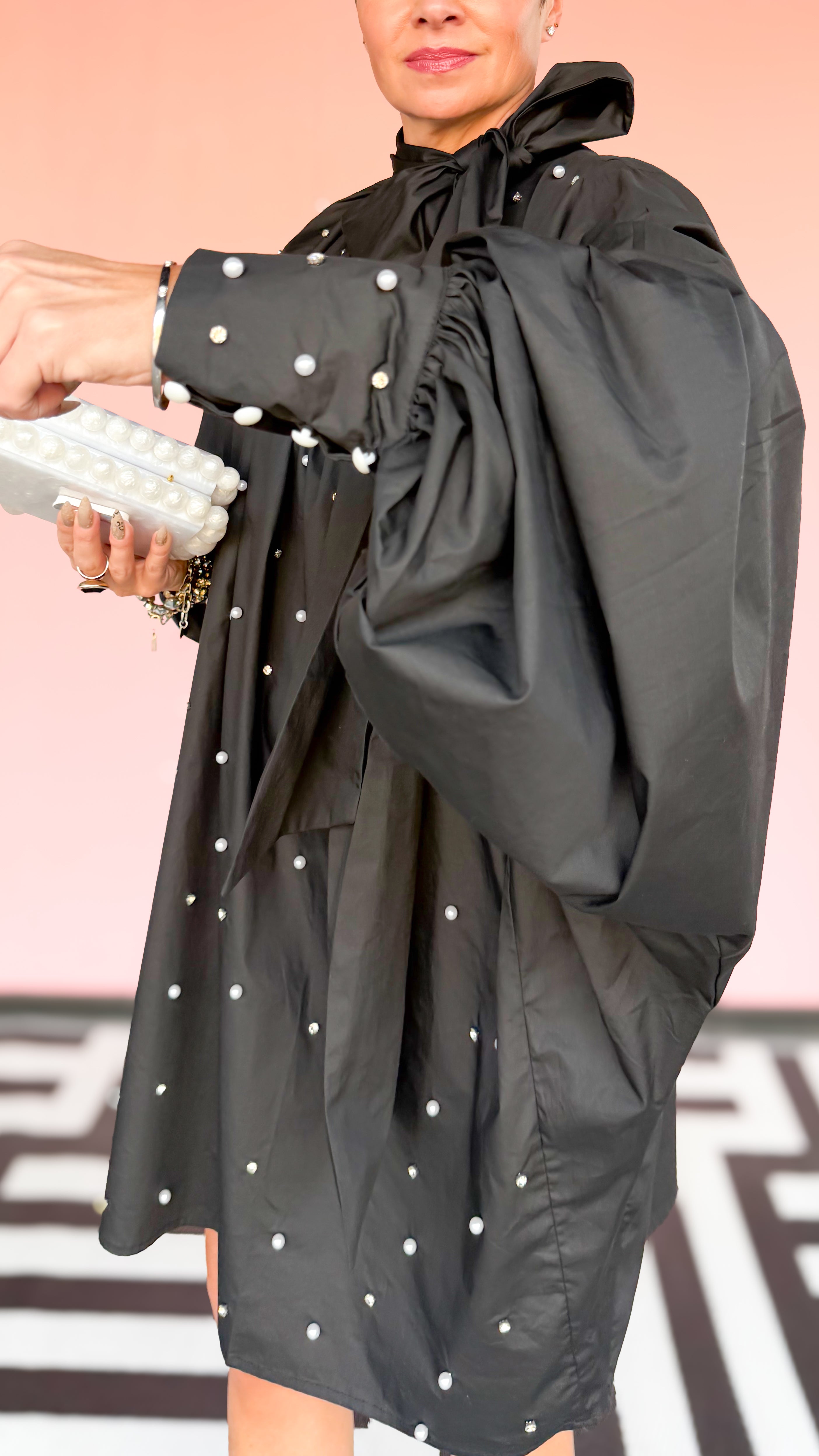 Diamonds and Pearls Oversized Top/Black