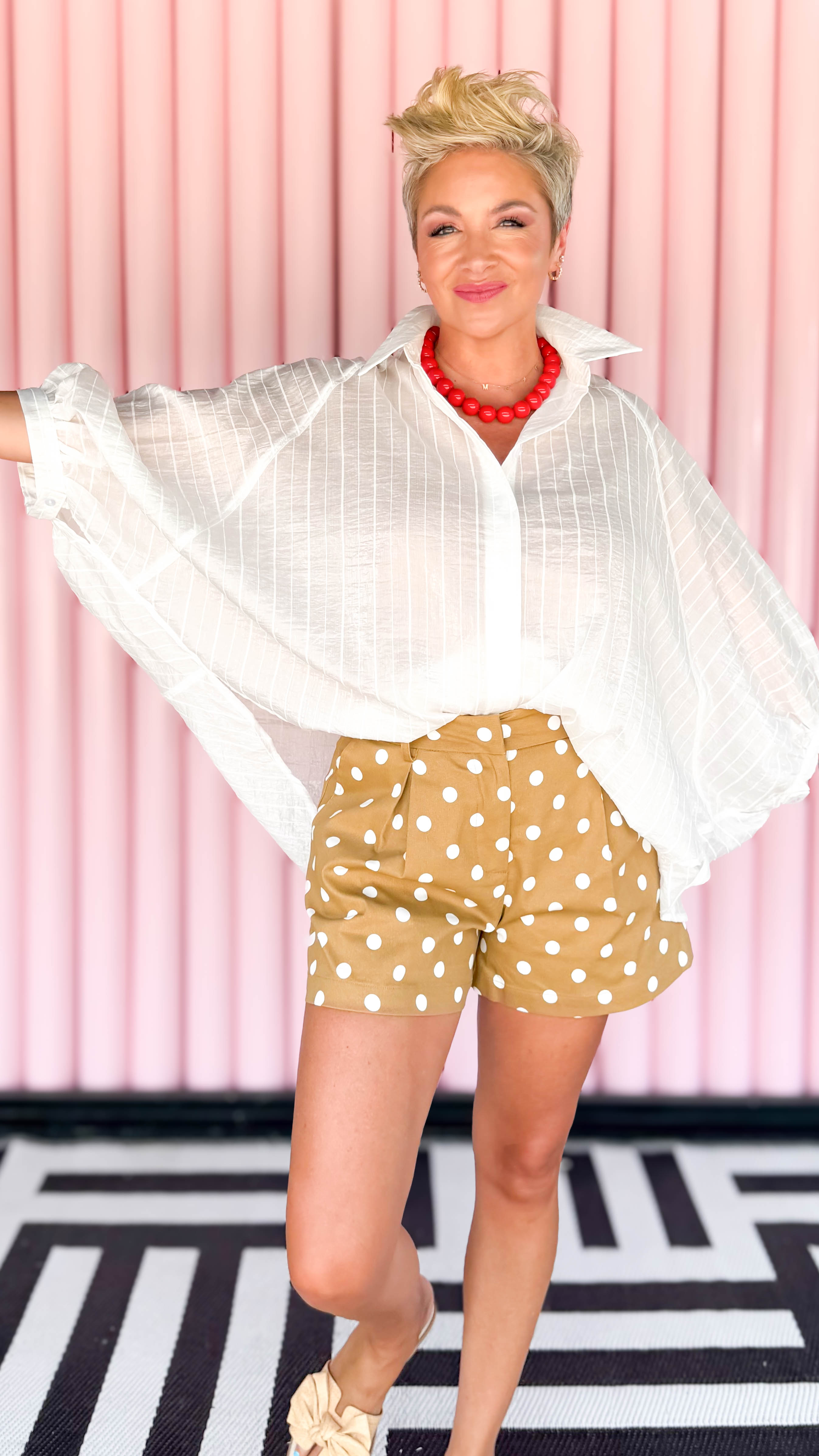Taupe Polka Dot Shorts