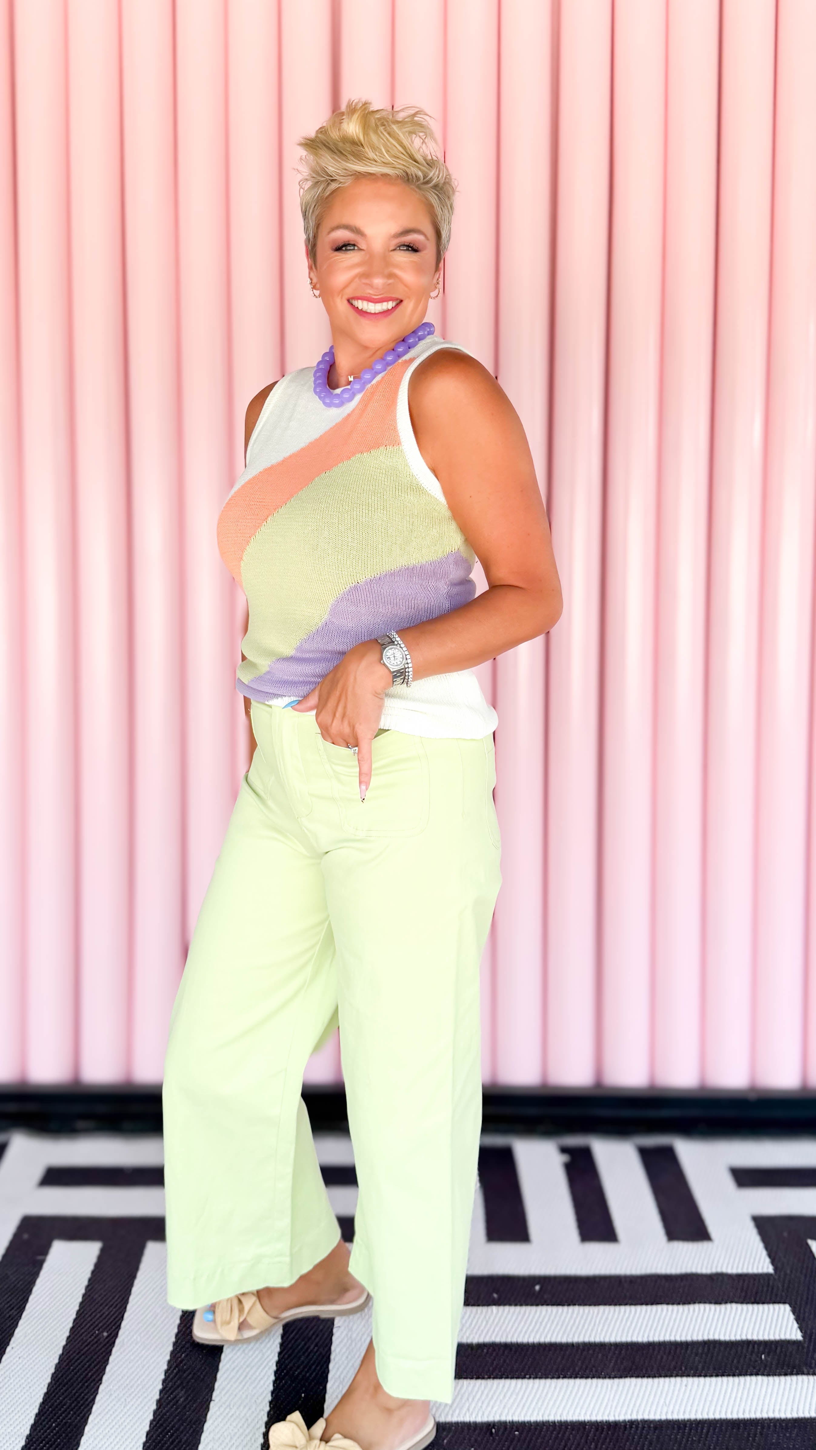 Colette Cropped Wide Leg Pants/Lime