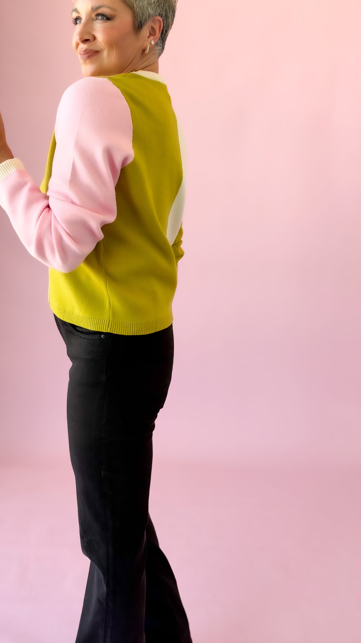 Long Sleeve Color Block Cardigan/Multi