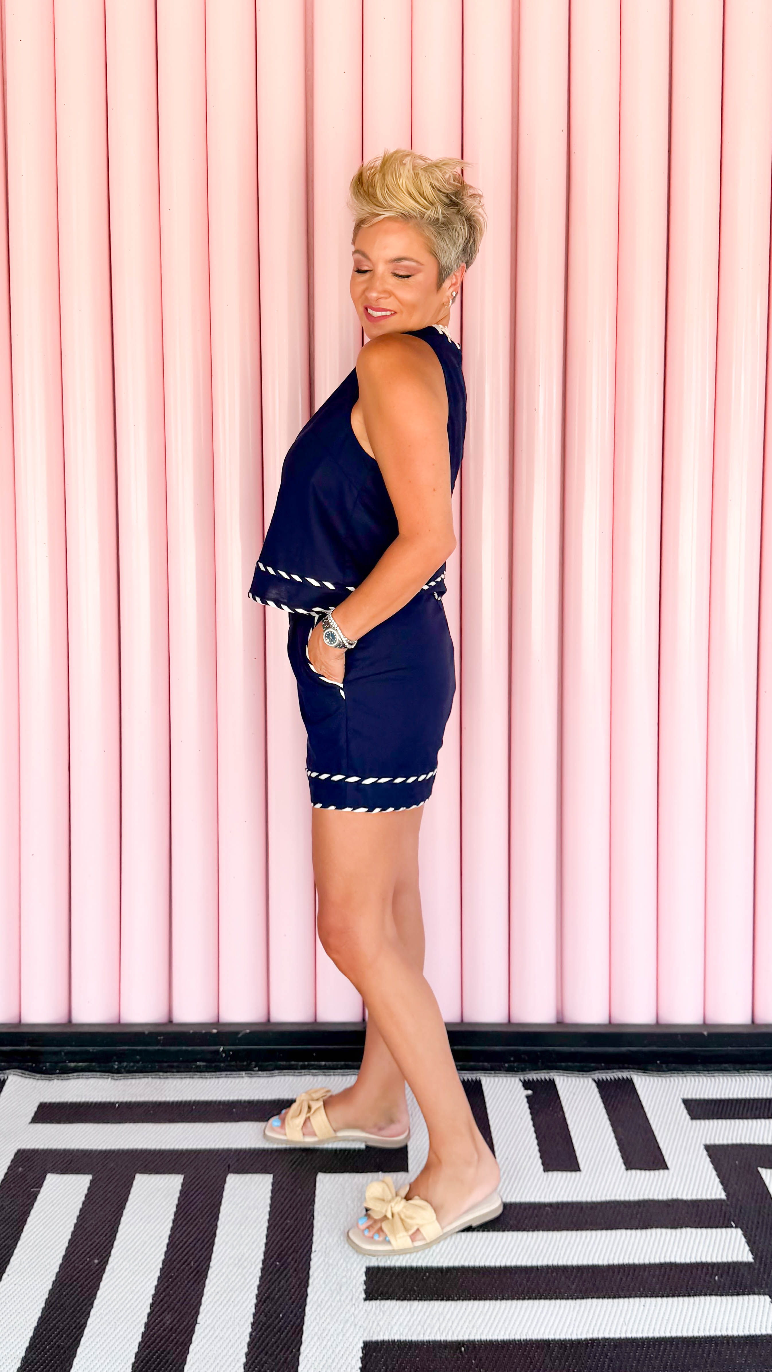 Georgia Ribbon Shorts/Navy