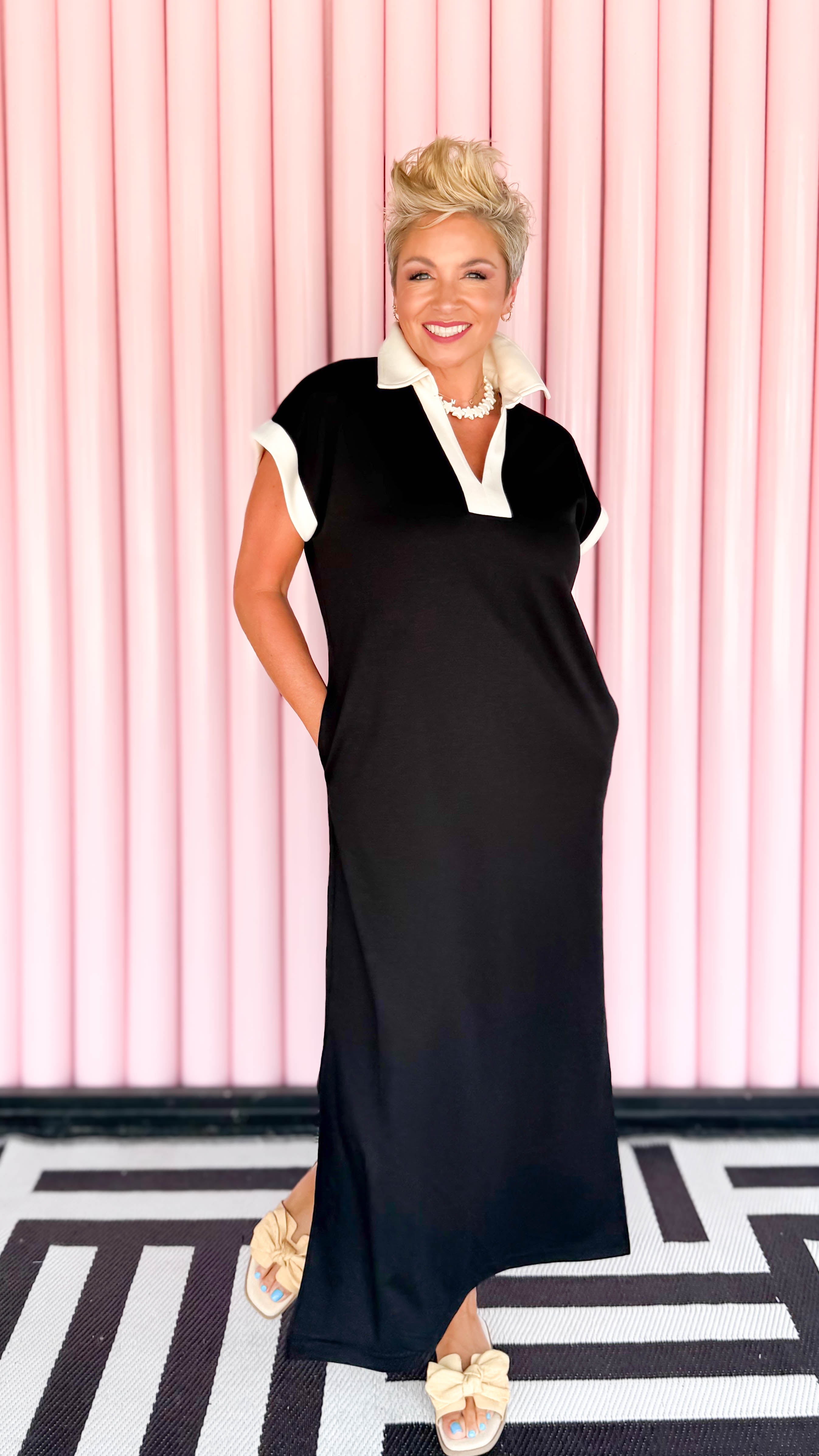 Short Sleeve Maxi Dress/Black