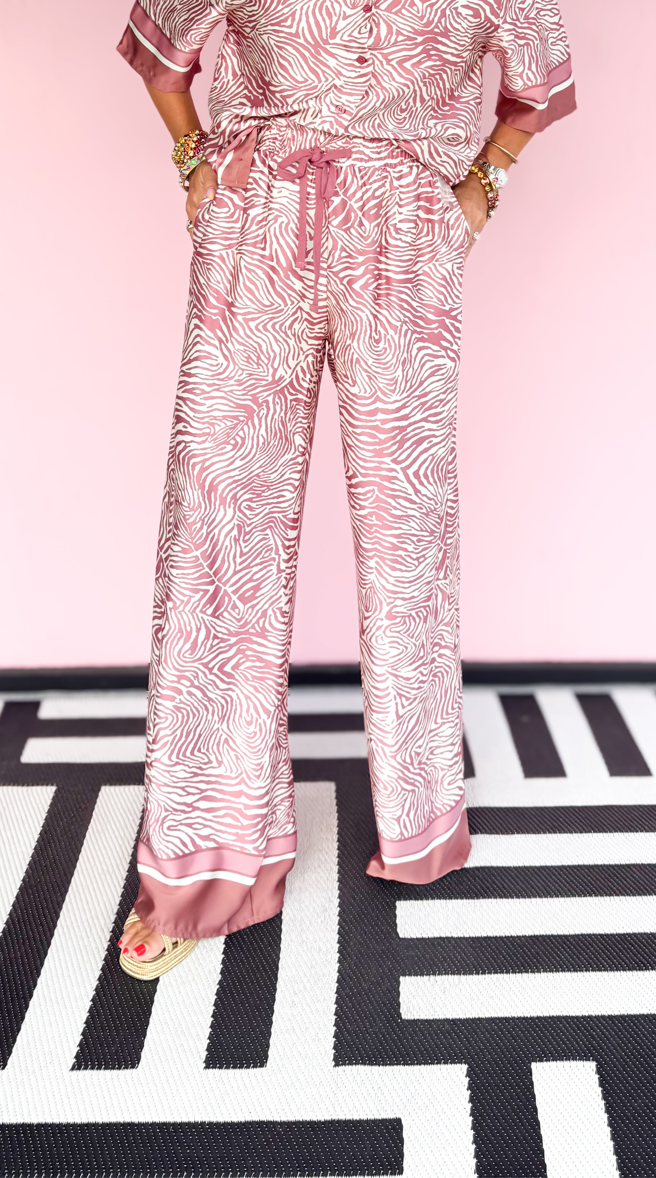 Zebra Print Pant/Pink