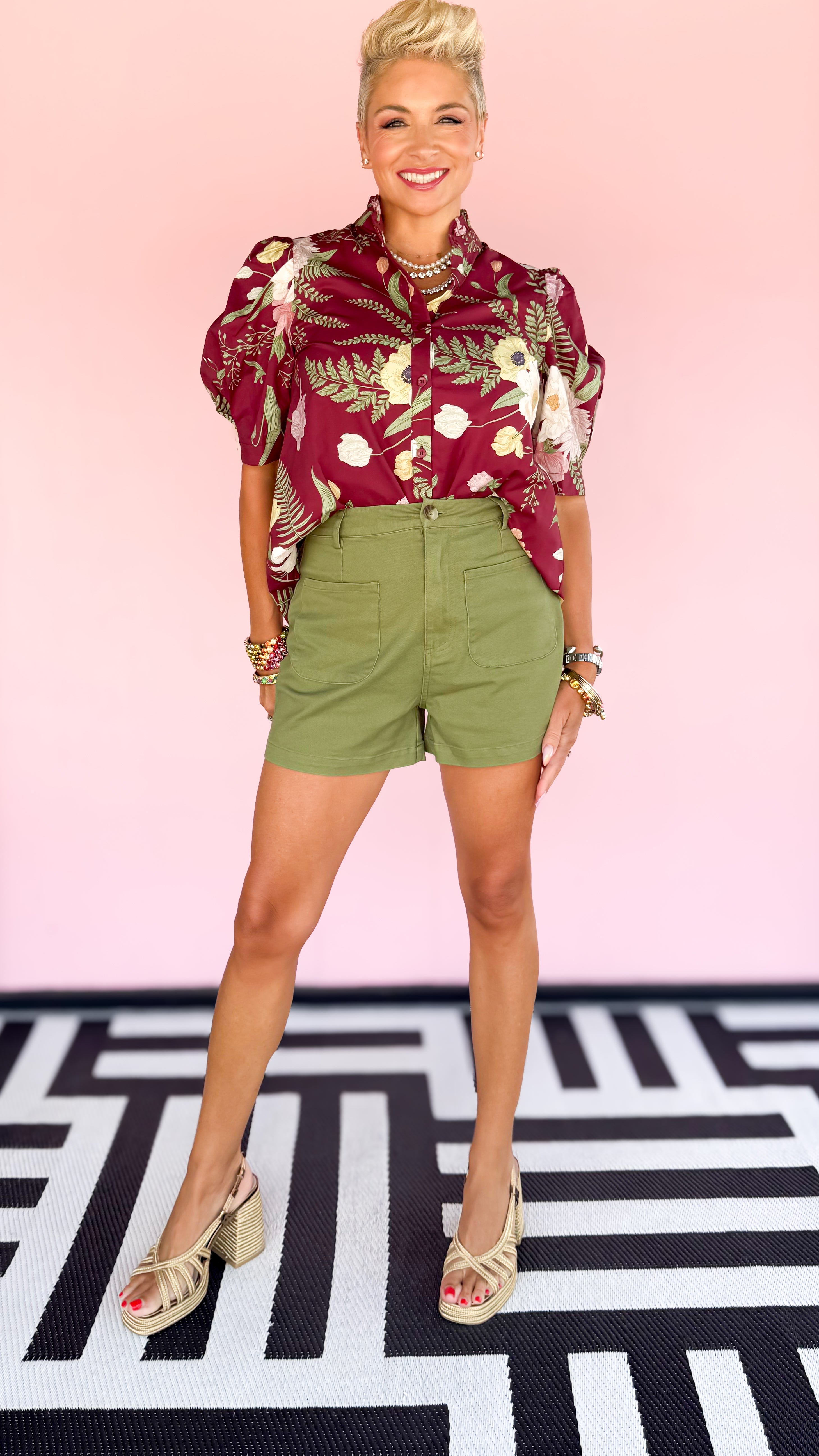 Shirley Front Pocket Shorts/Olive
