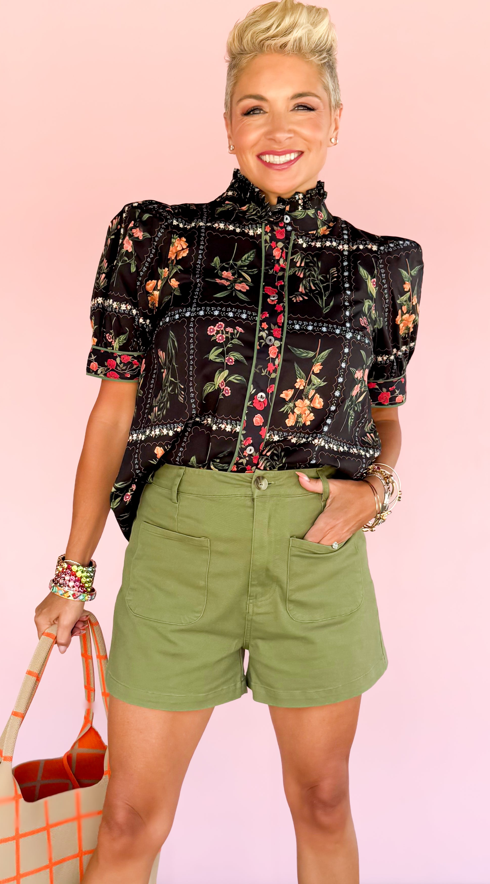 Debbie Floral Top/Black