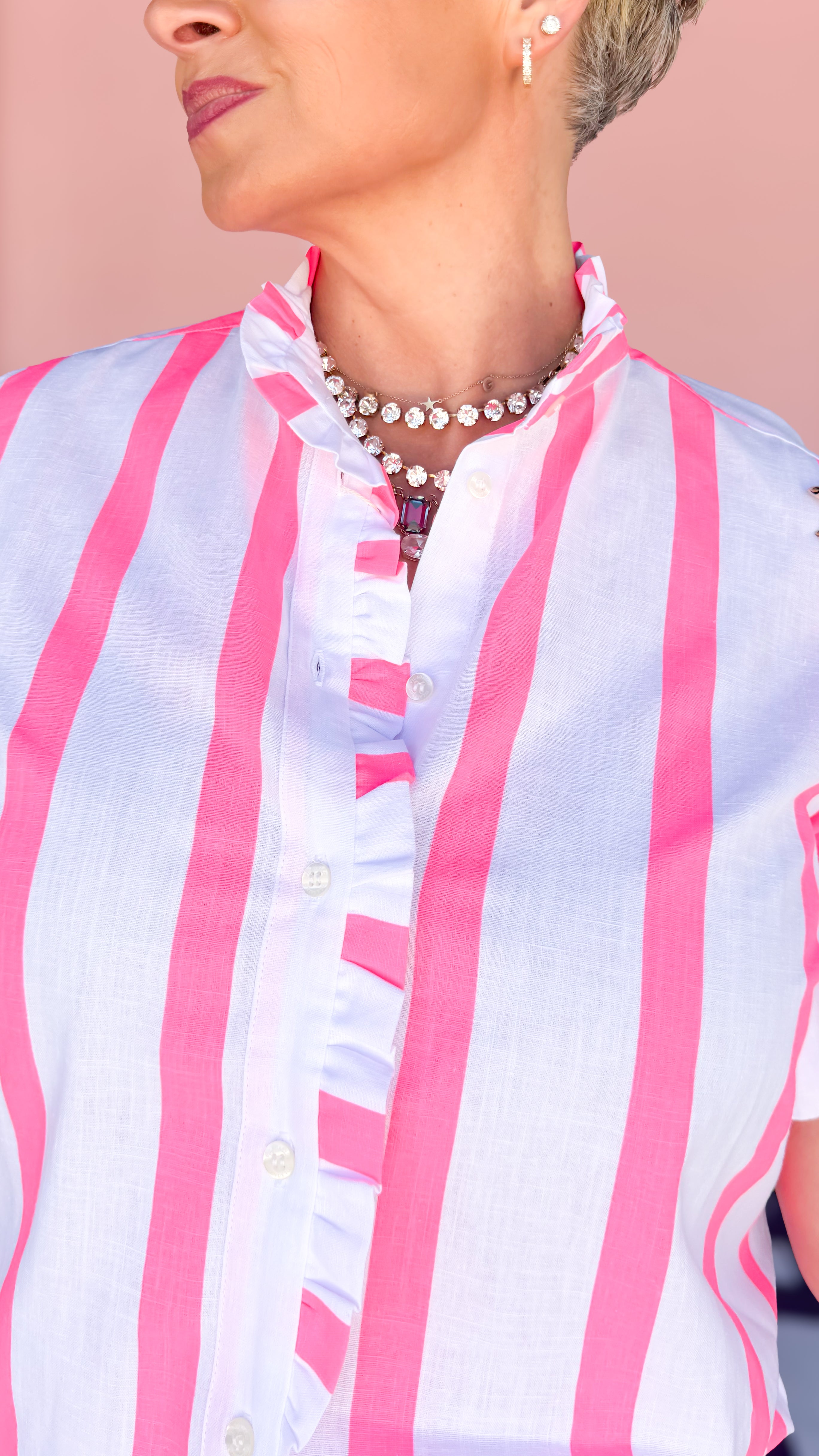 Neon Stripe Top with Ruffle - The BLVD