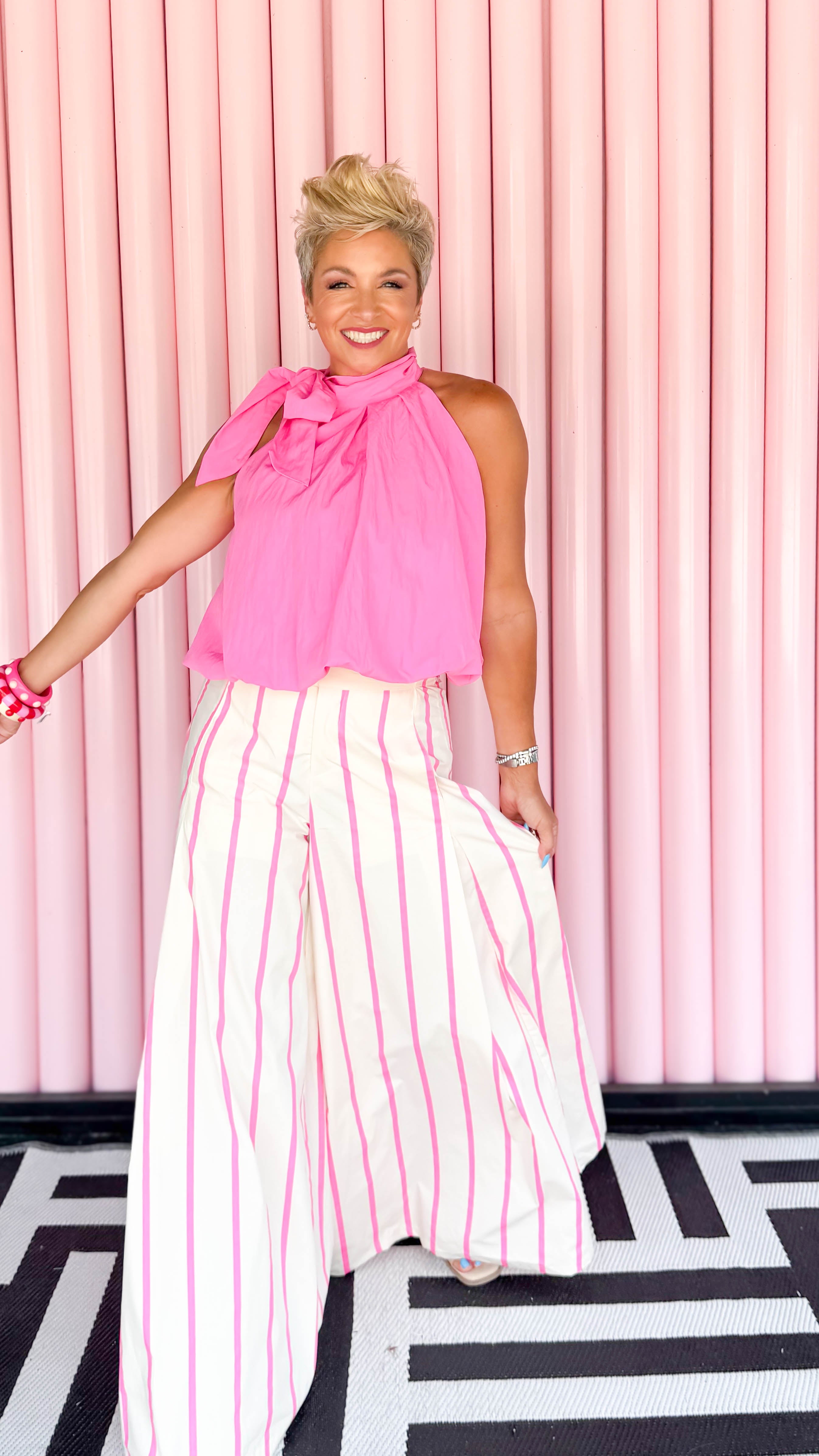 High Waist Striped Wide Leg Pant