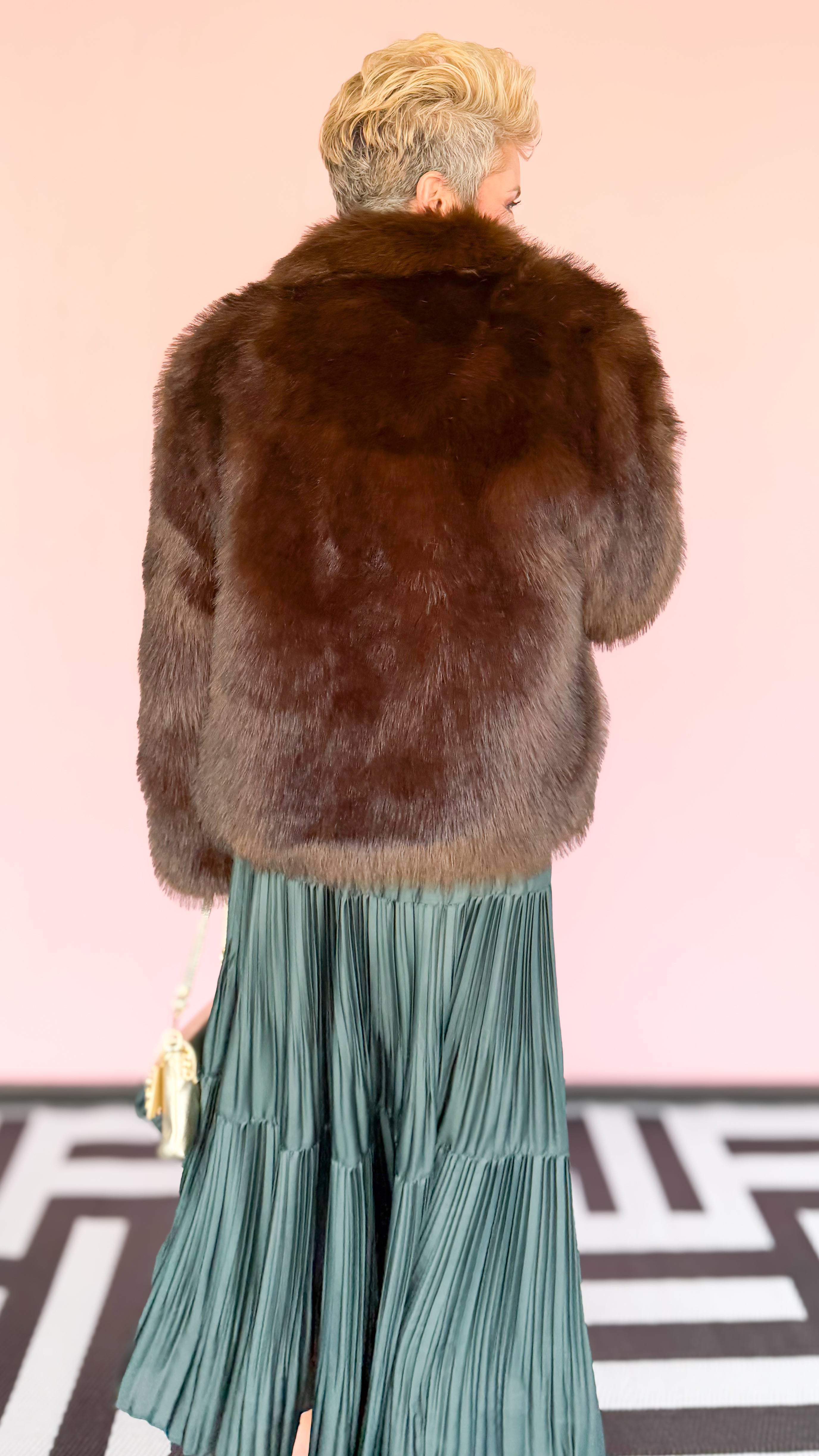 Faux Short Fur Coat/Chocolate