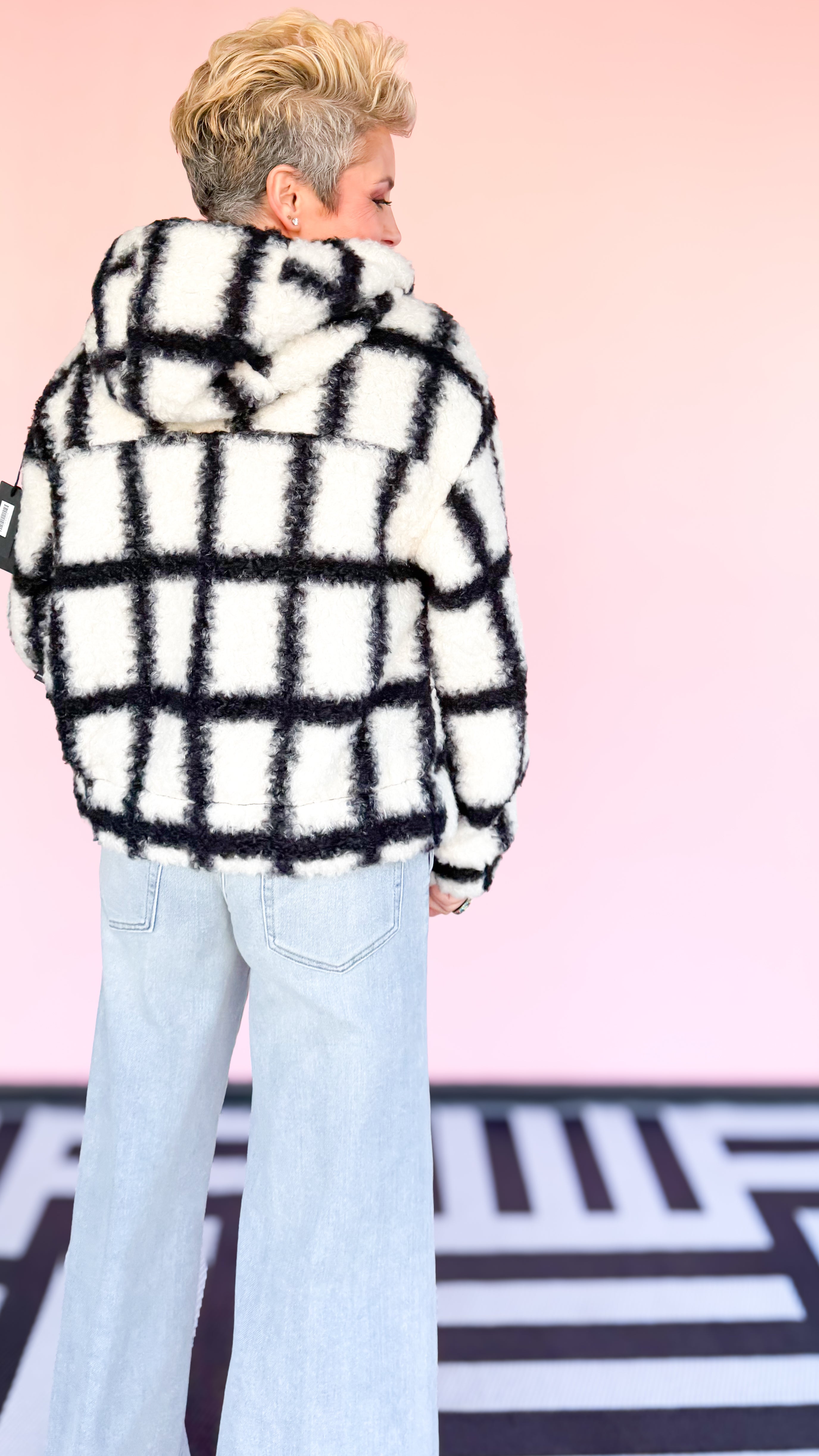 Black & White Fleece Zip Hoodie