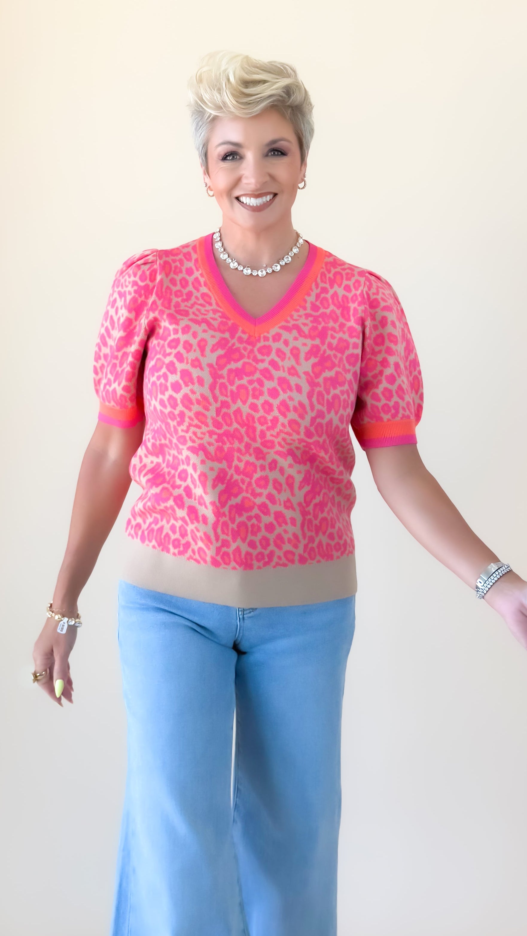 Lillian Leopard Top/Pink