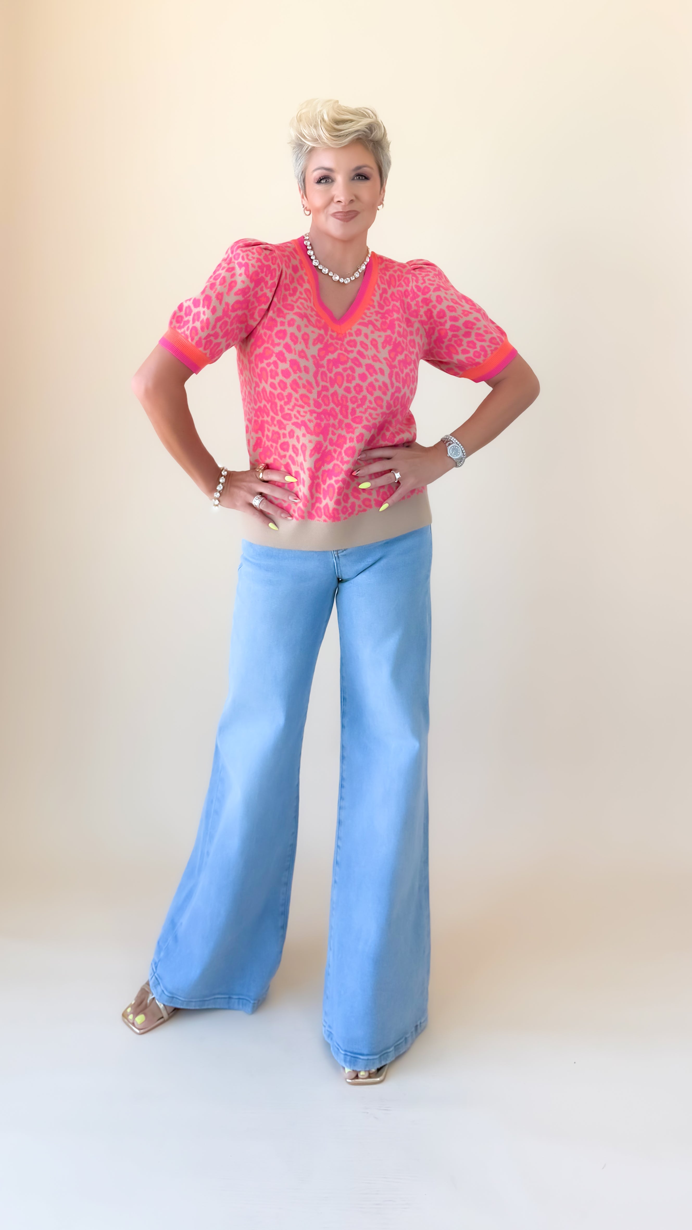 Low Rise Wide Leg Glitter Jeans