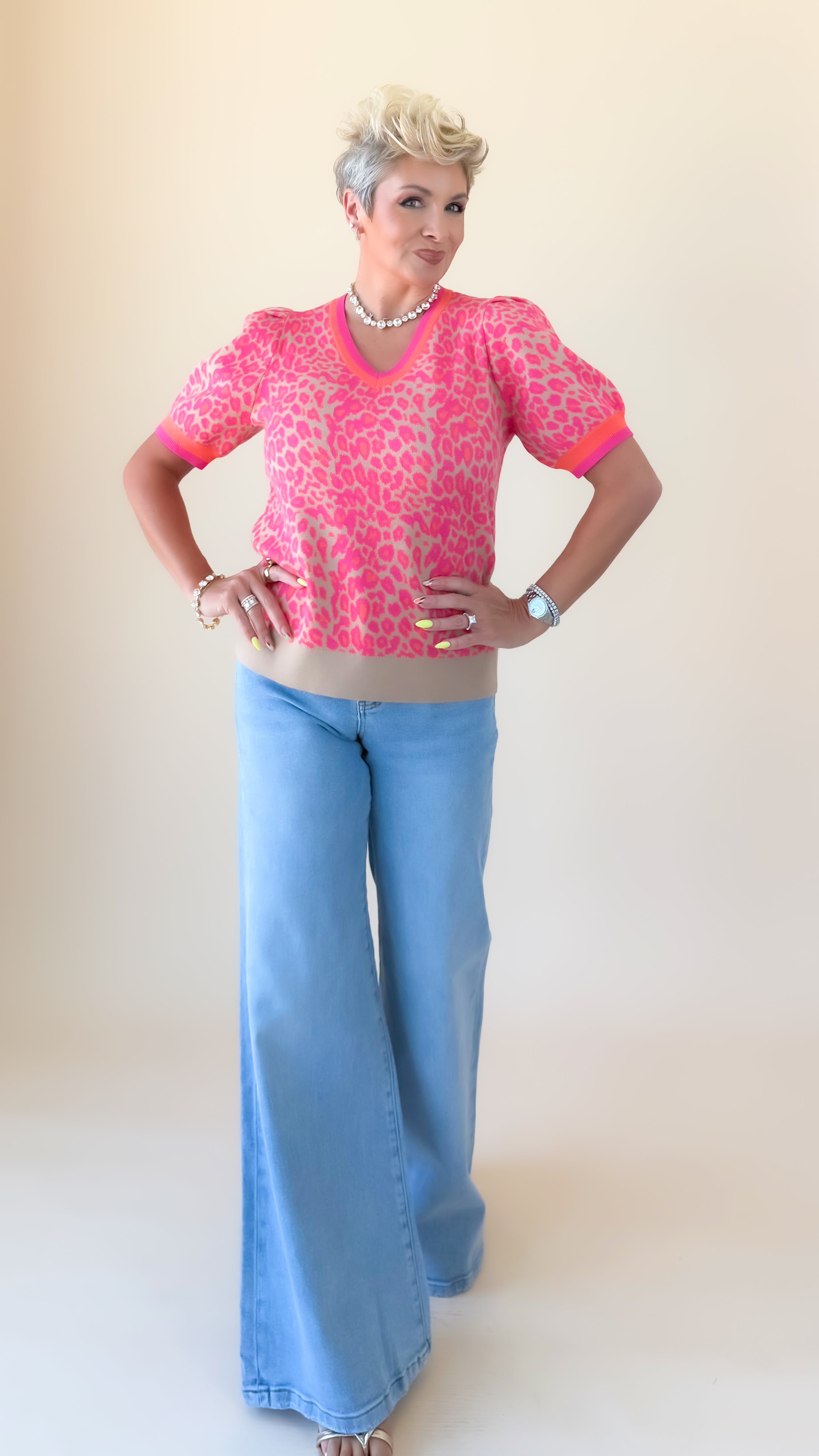 Lillian Leopard Top/Pink