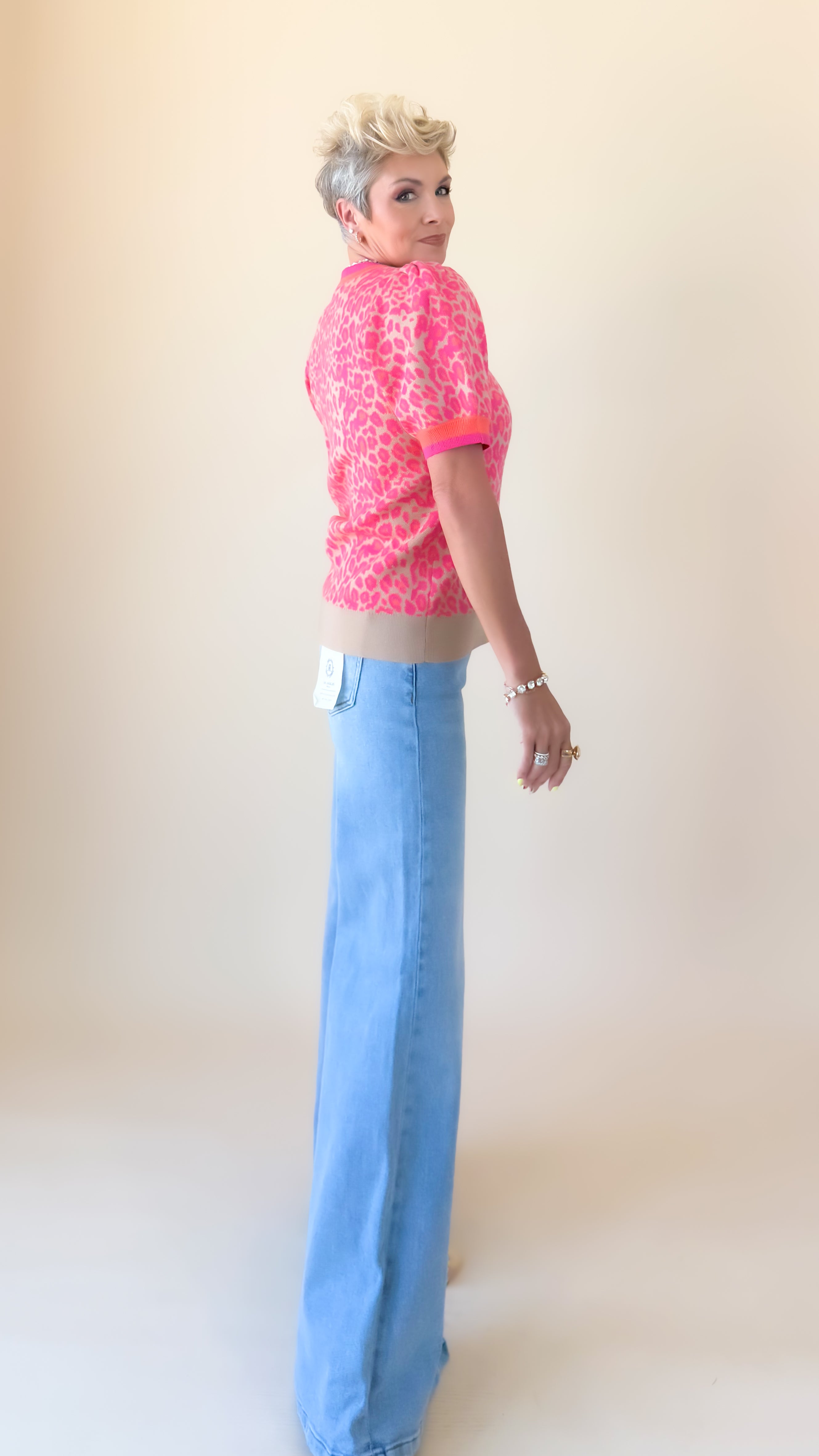 Low Rise Wide Leg Glitter Jeans