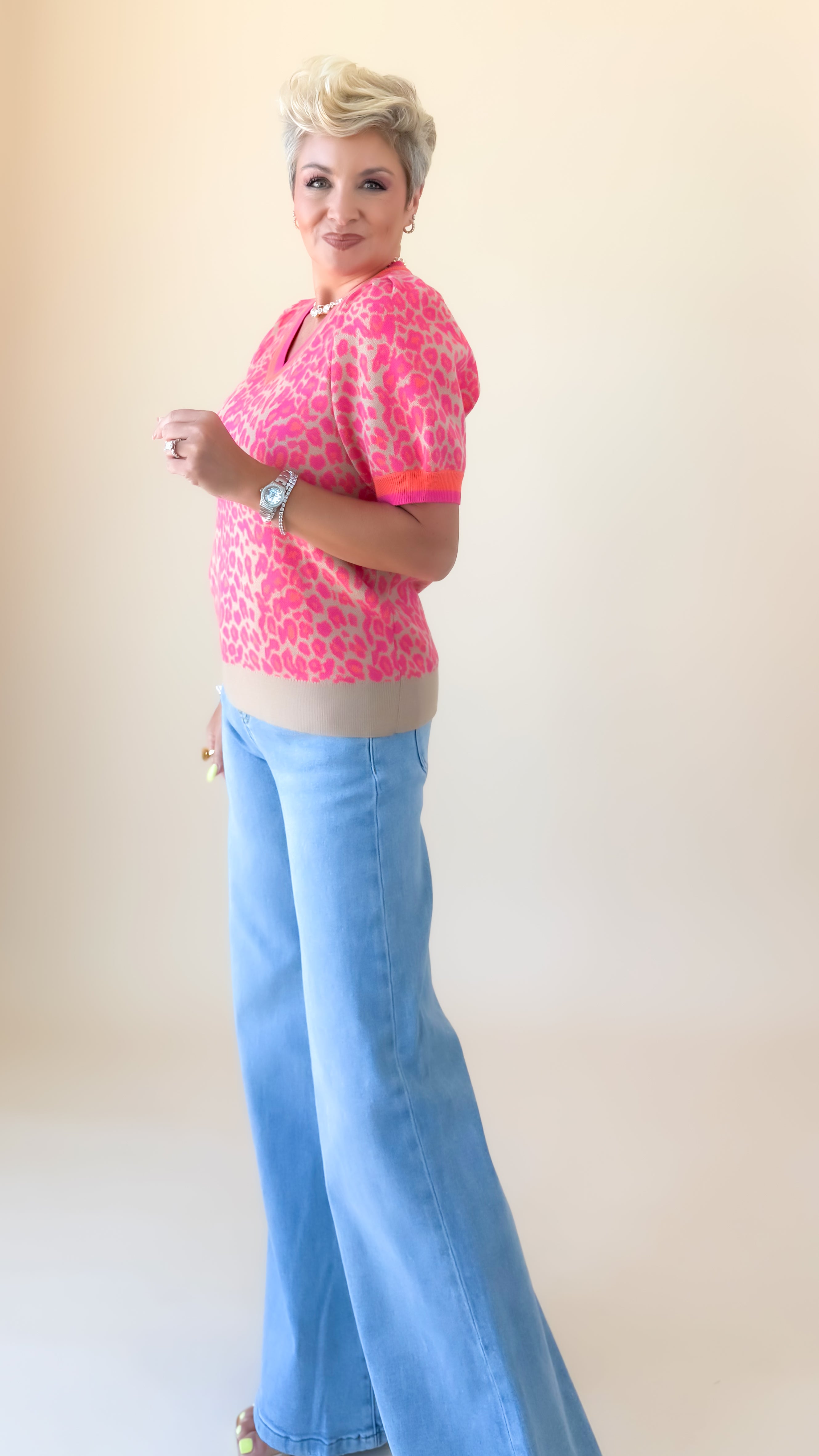 Lillian Leopard Top/Pink