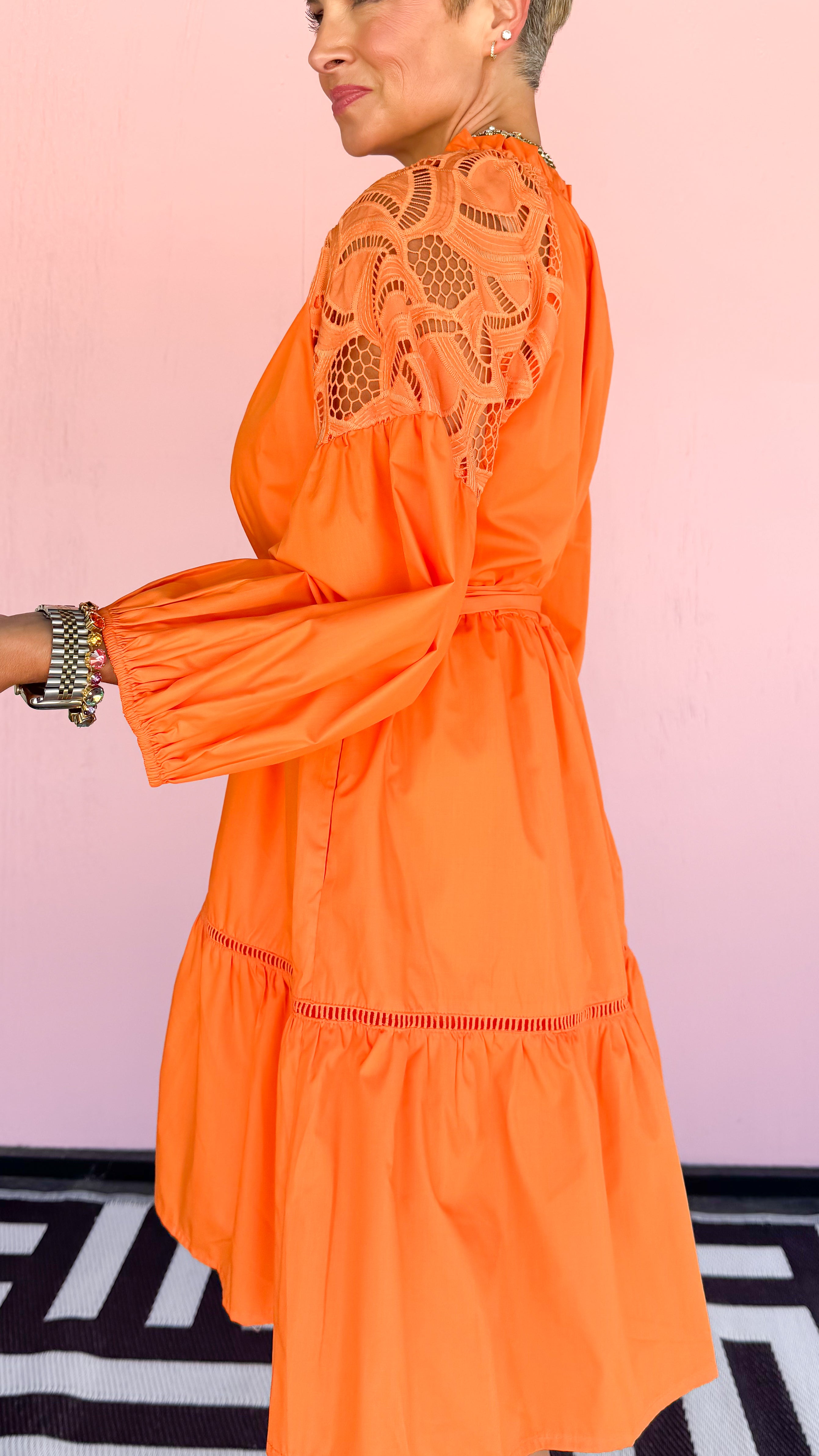 Lace Shoulder Tiered Dress