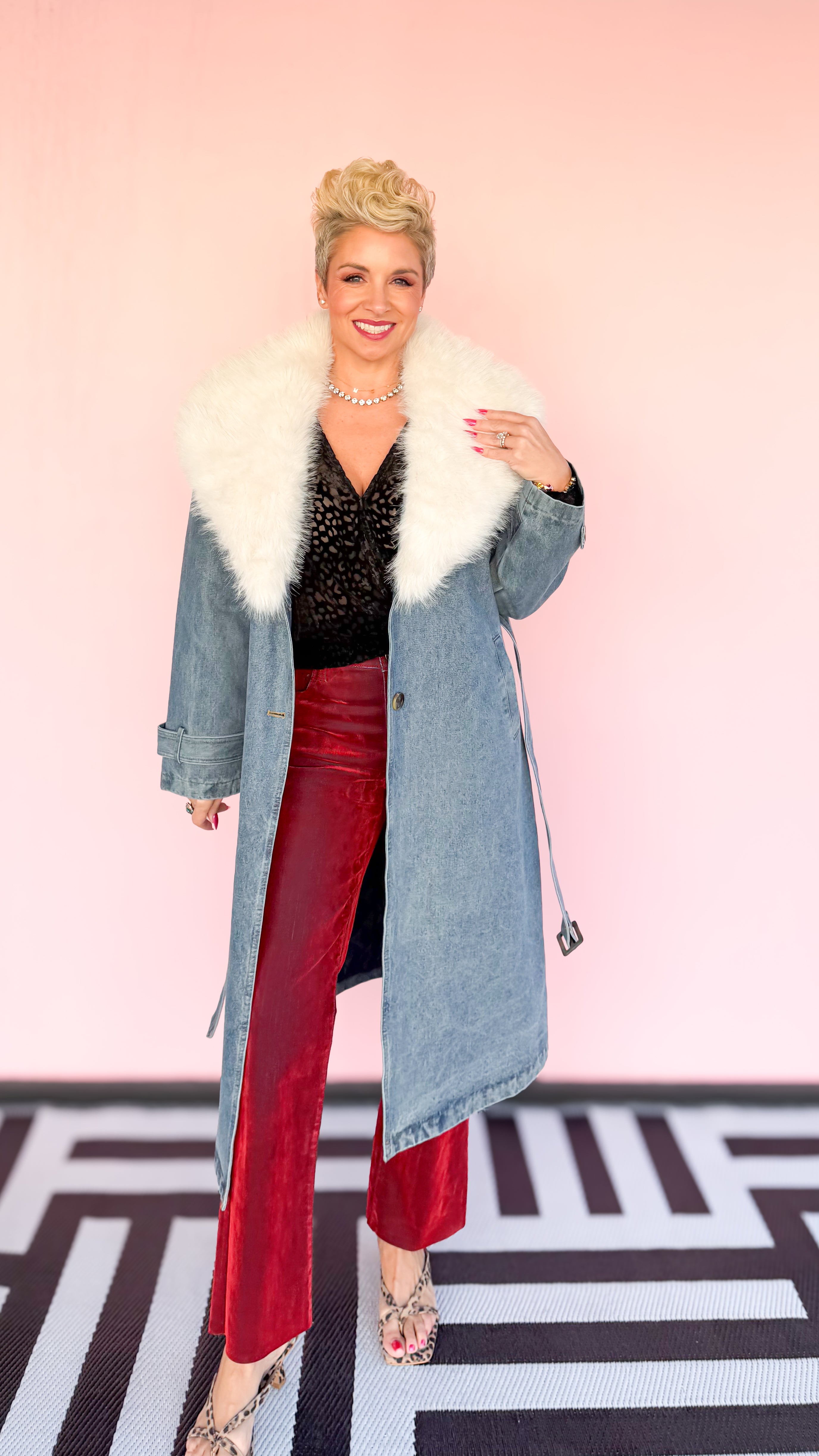 Denim Coat/Fur Collar