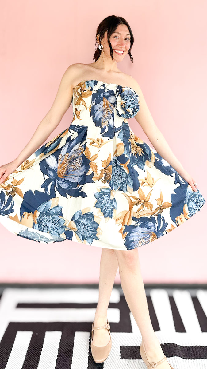 Alayna Strapless Dress/Blue
