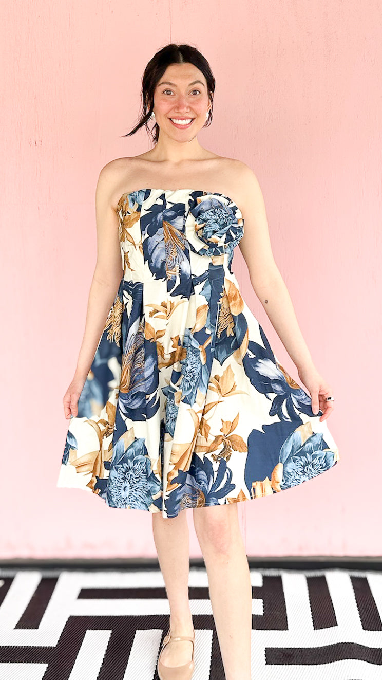 Alayna Strapless Dress/Blue