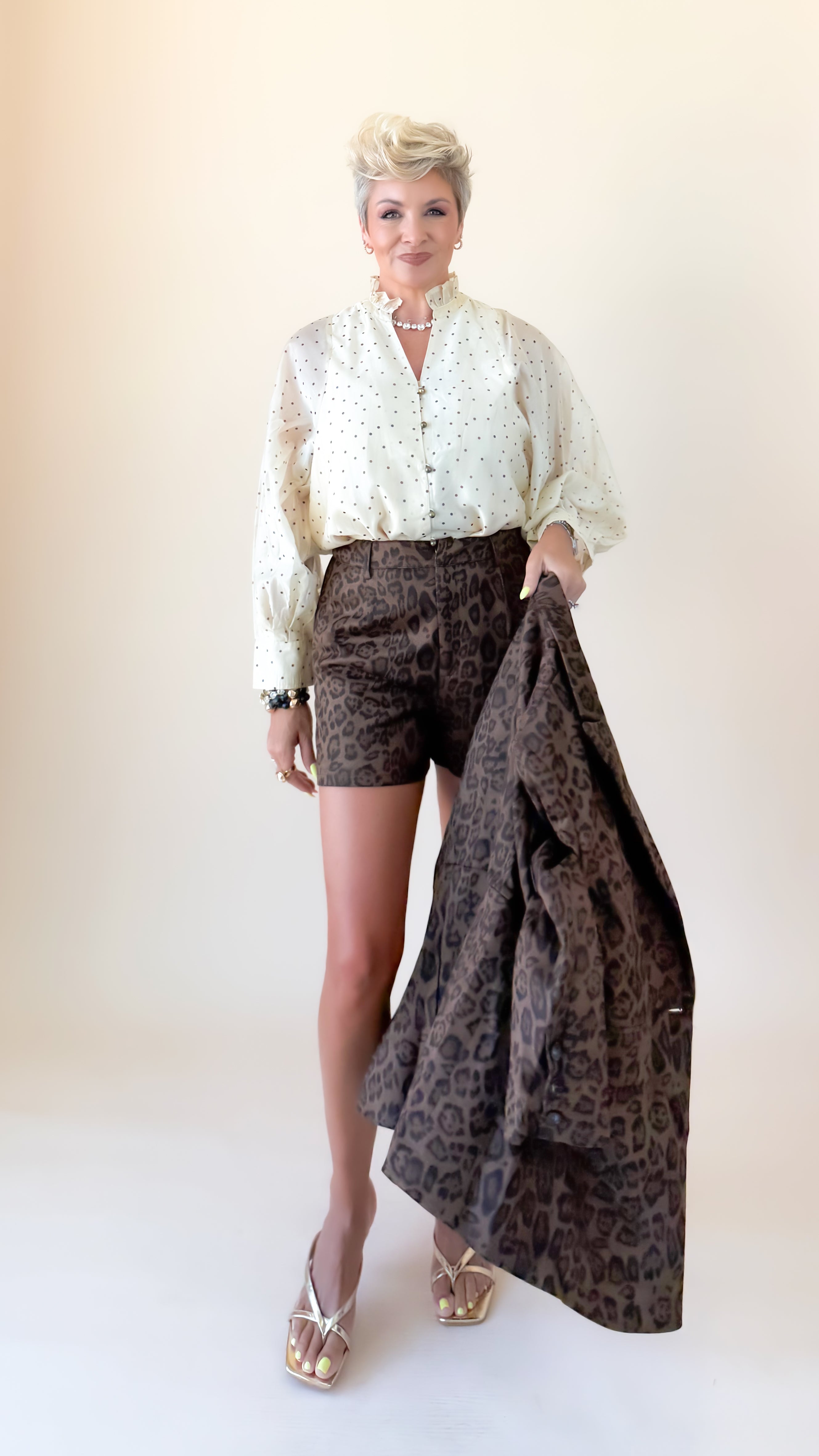 Delilah Dot Blouse/Ecru