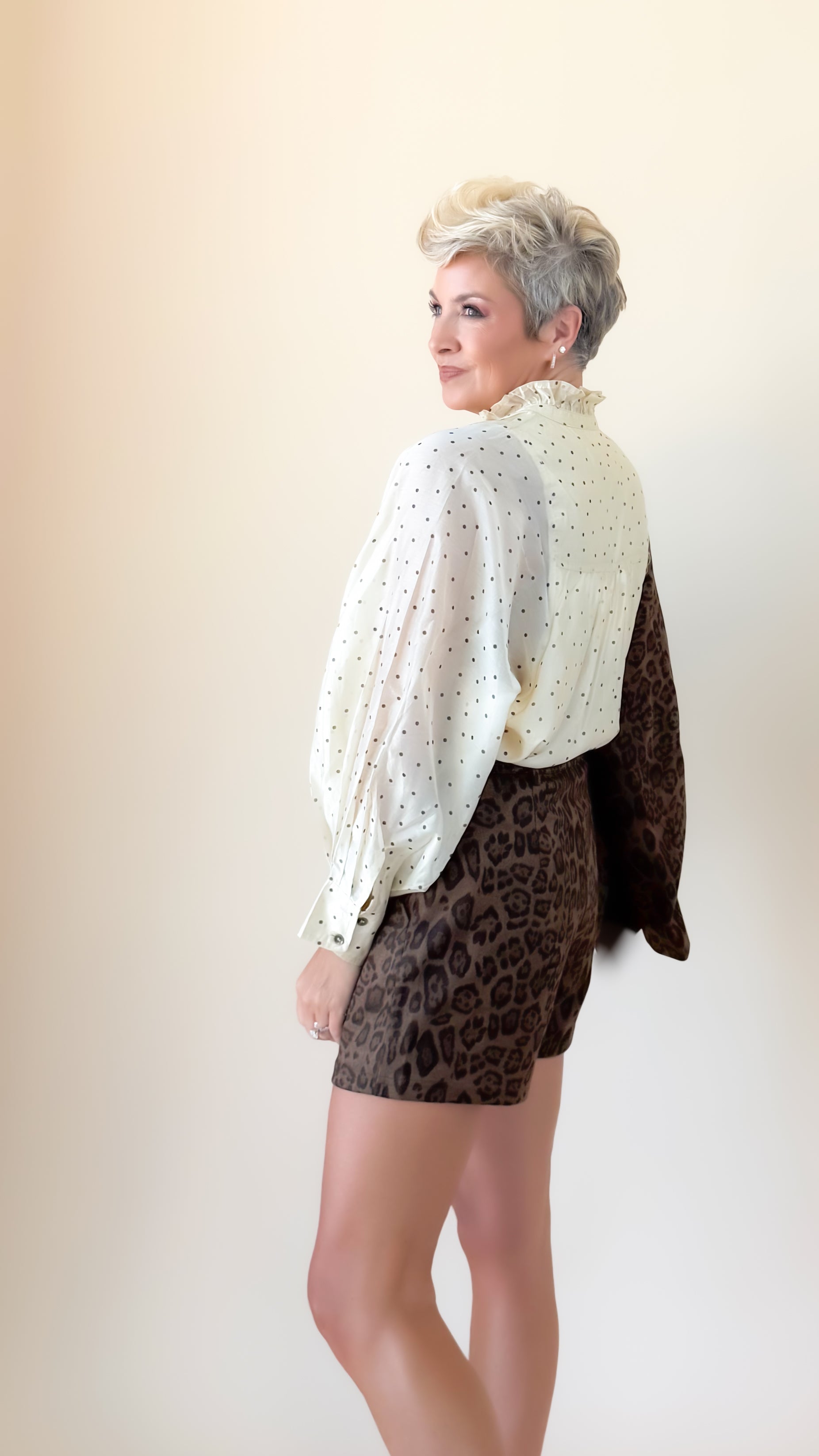 Delilah Dot Blouse/Ecru