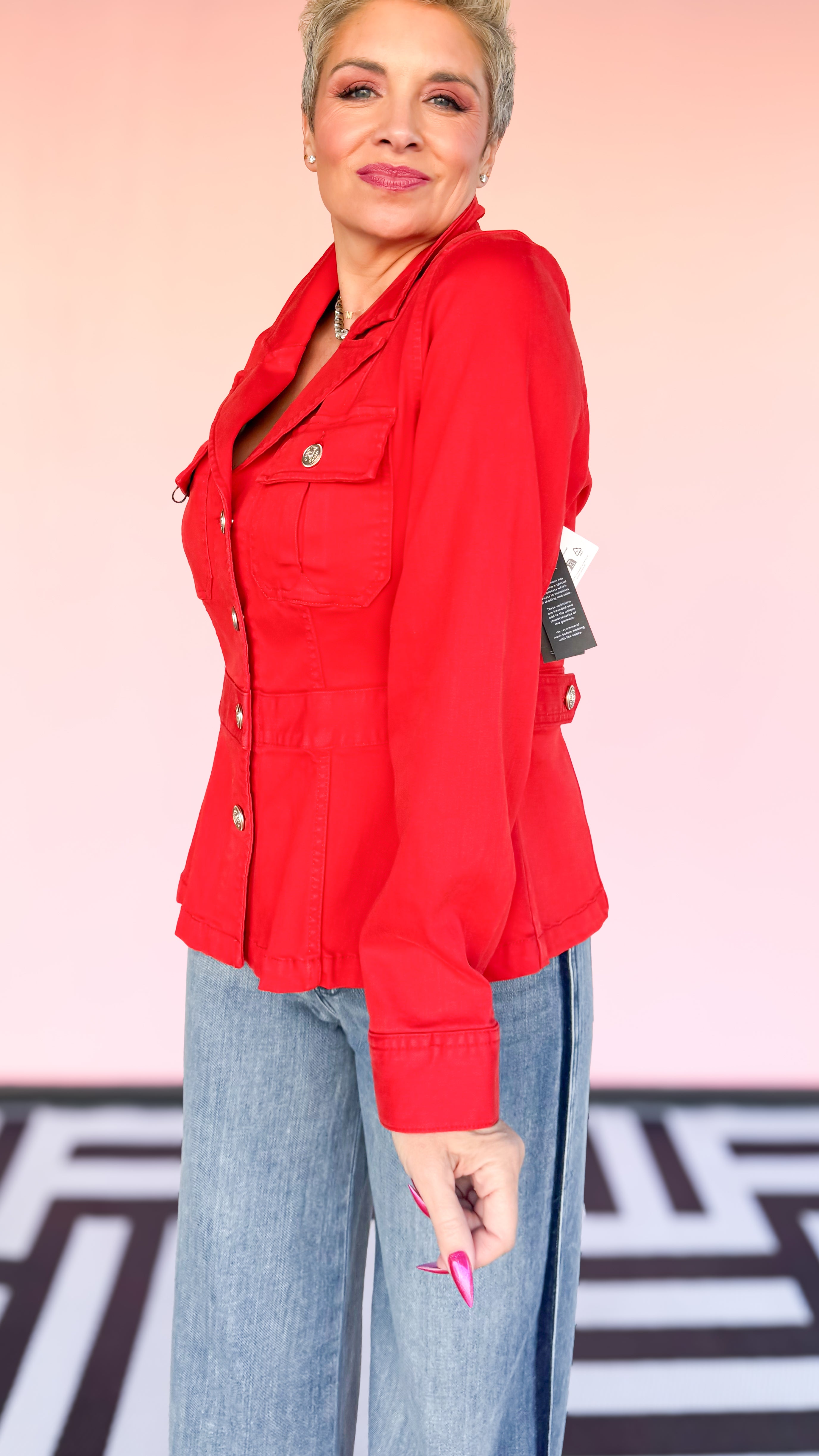 Peplum Jacket with Tab Detail