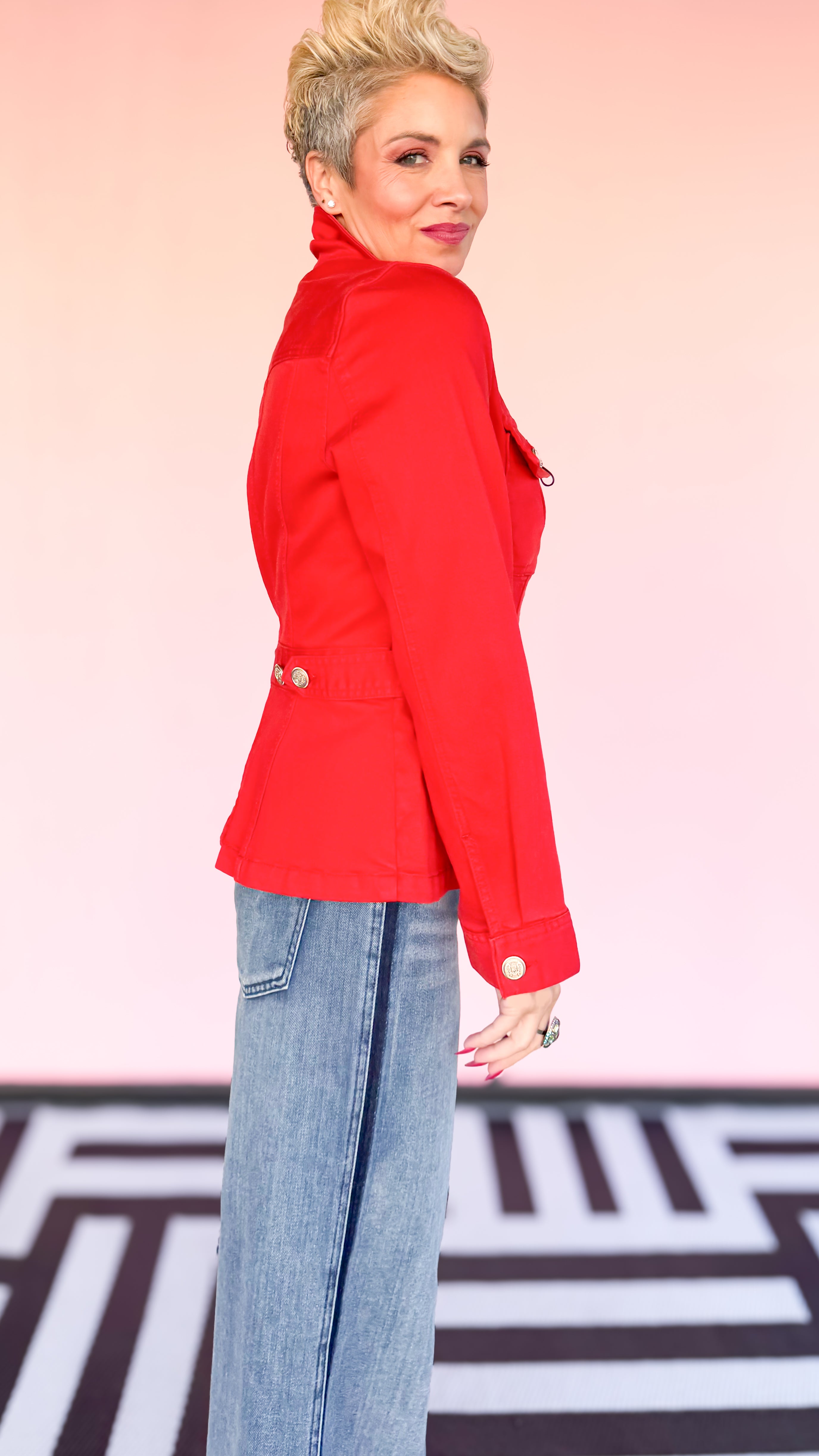 Peplum Jacket with Tab Detail