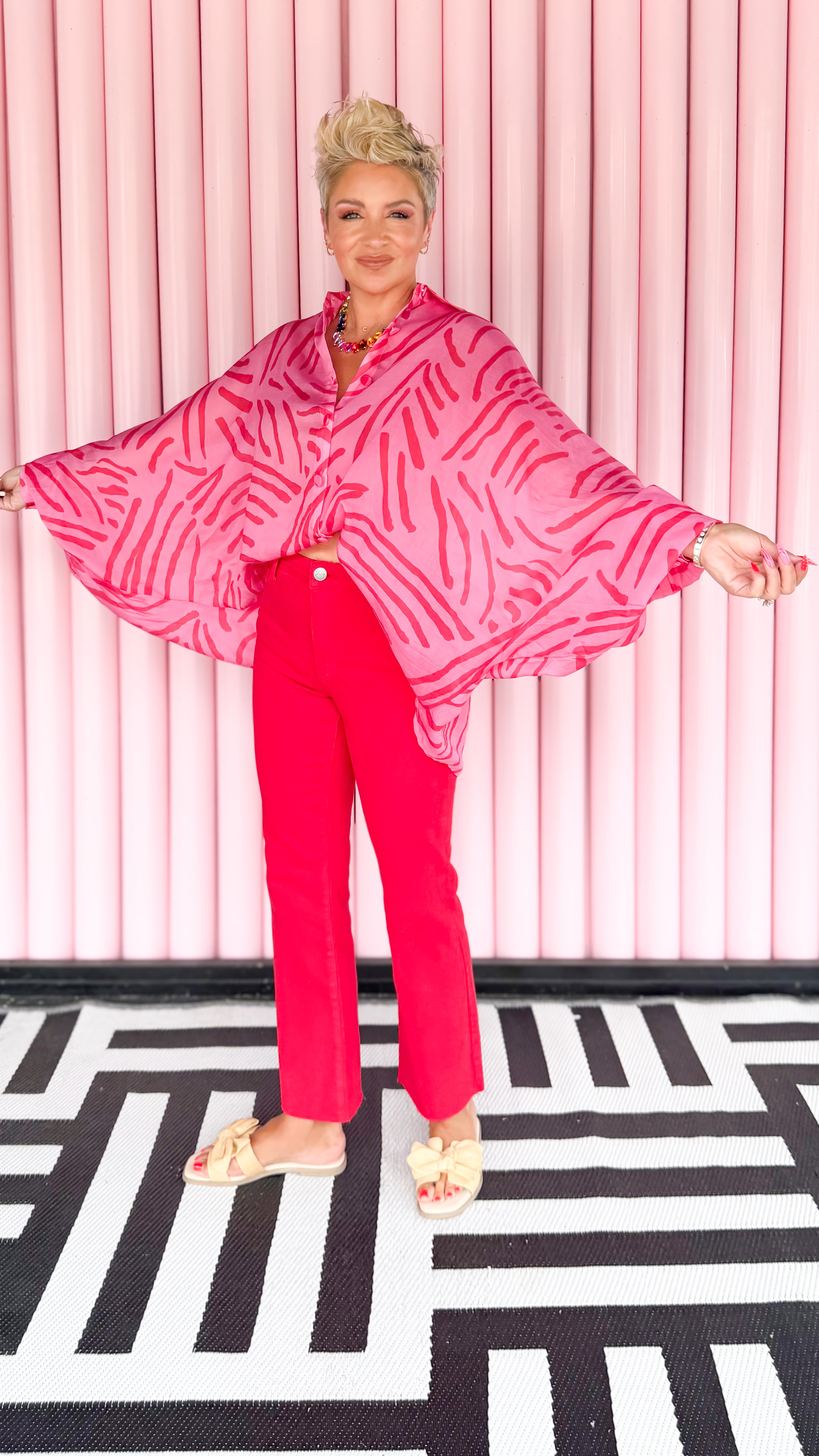 Zebra Dolman Sleeve Top/Pink