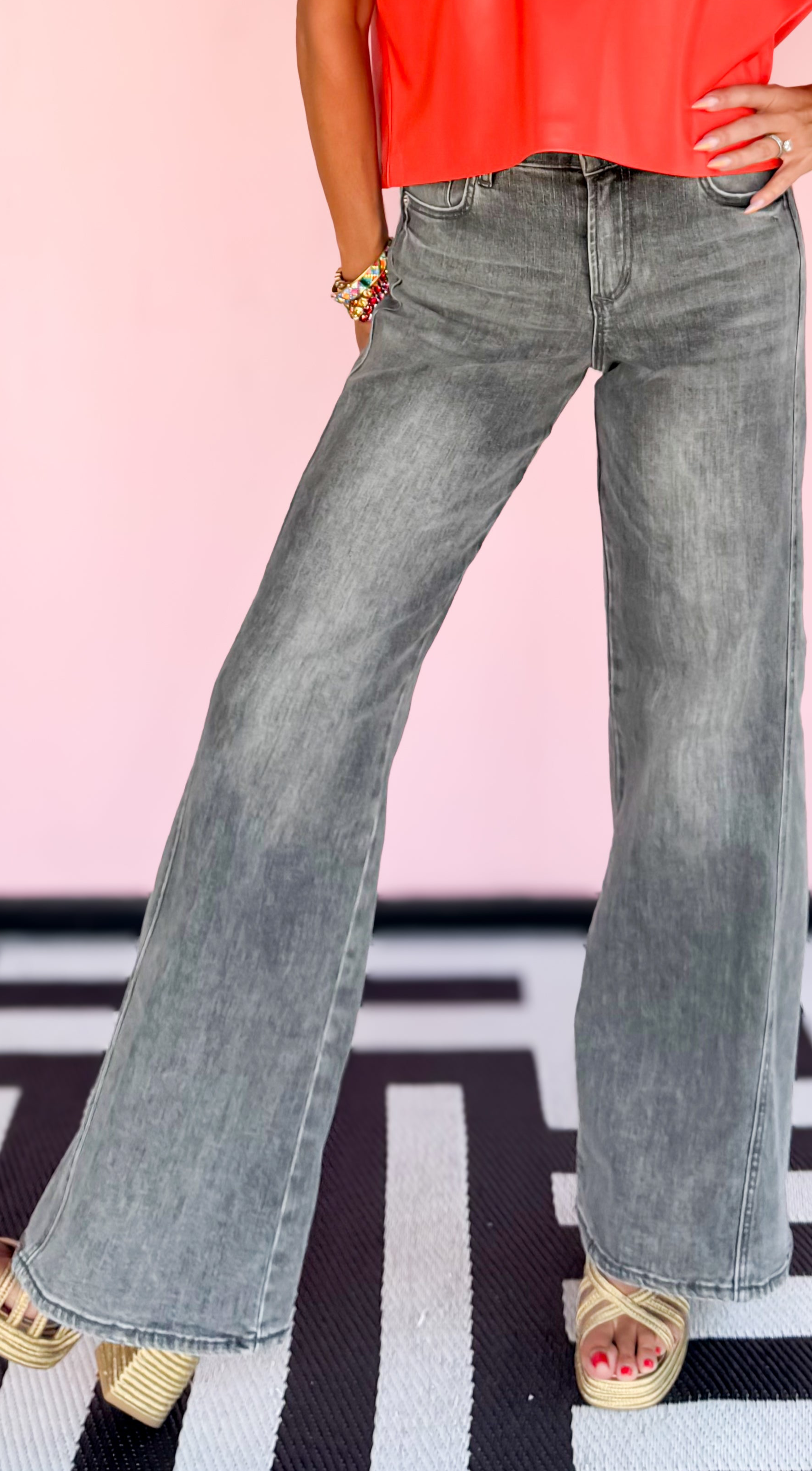 Micah Wide Leg Jean/Gray