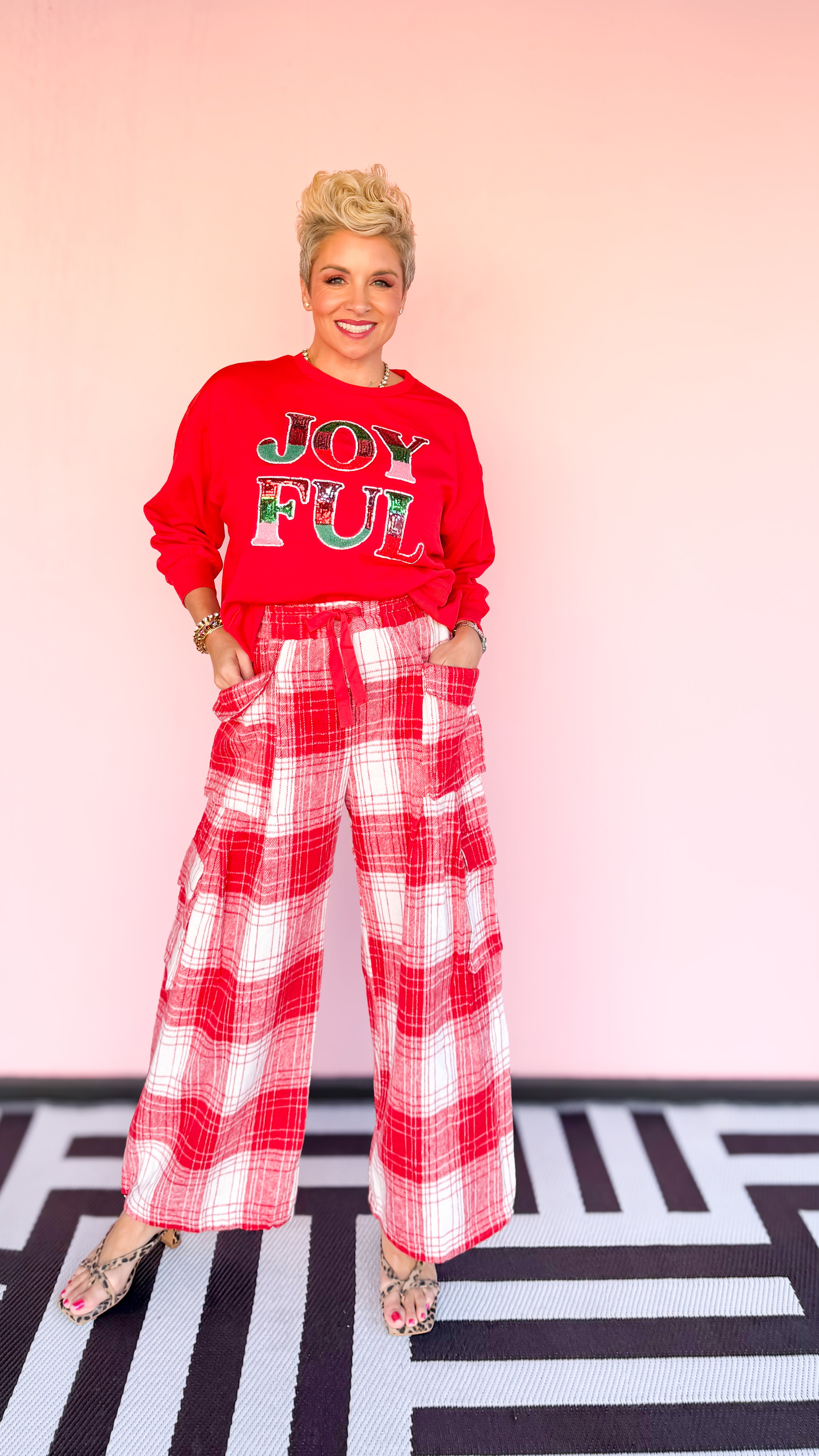 Fleece Plaid Pant w/ Drawstring Tie