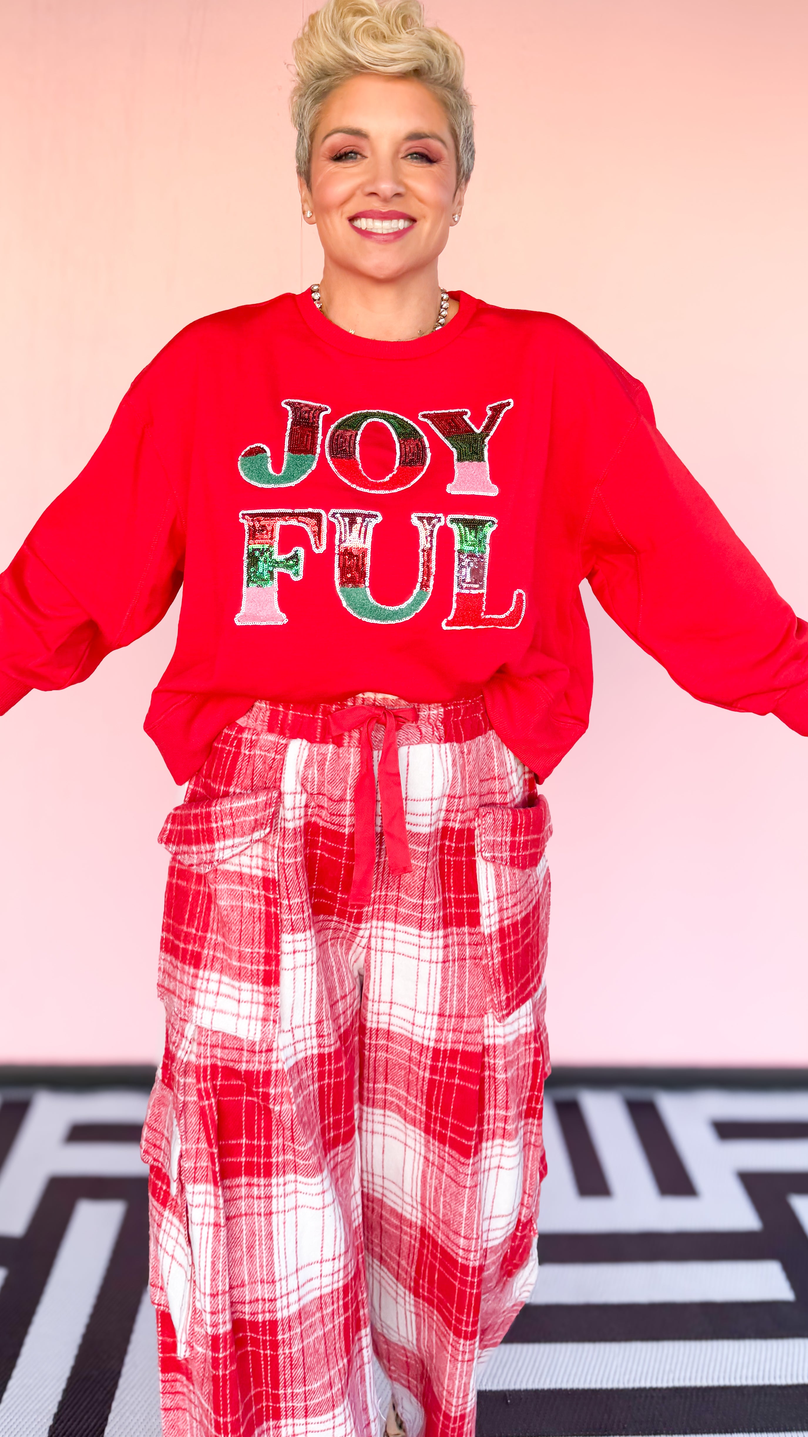 Sequin JOYFUL Sweatshirt/Red