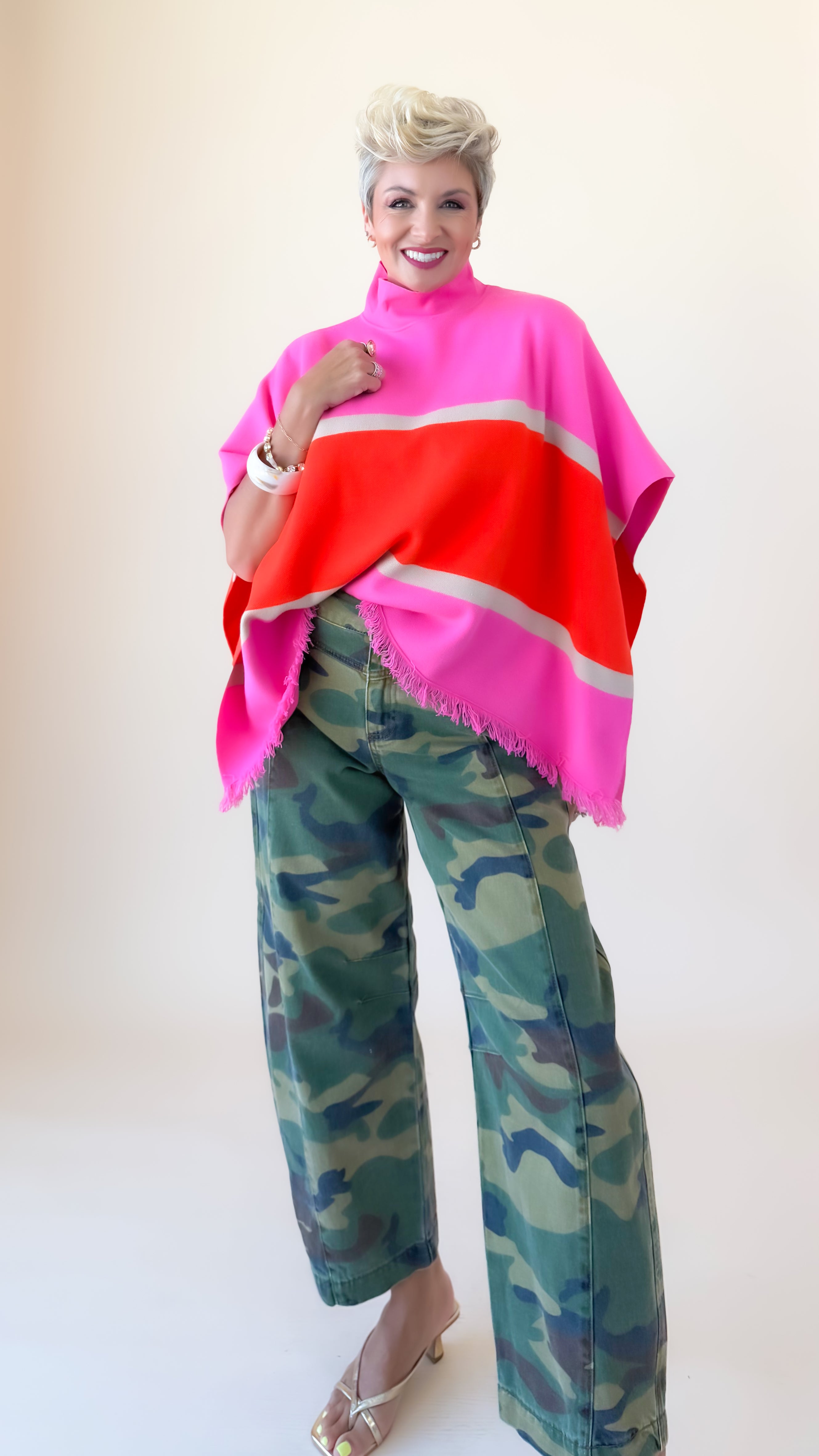 Patrice Pink Poncho